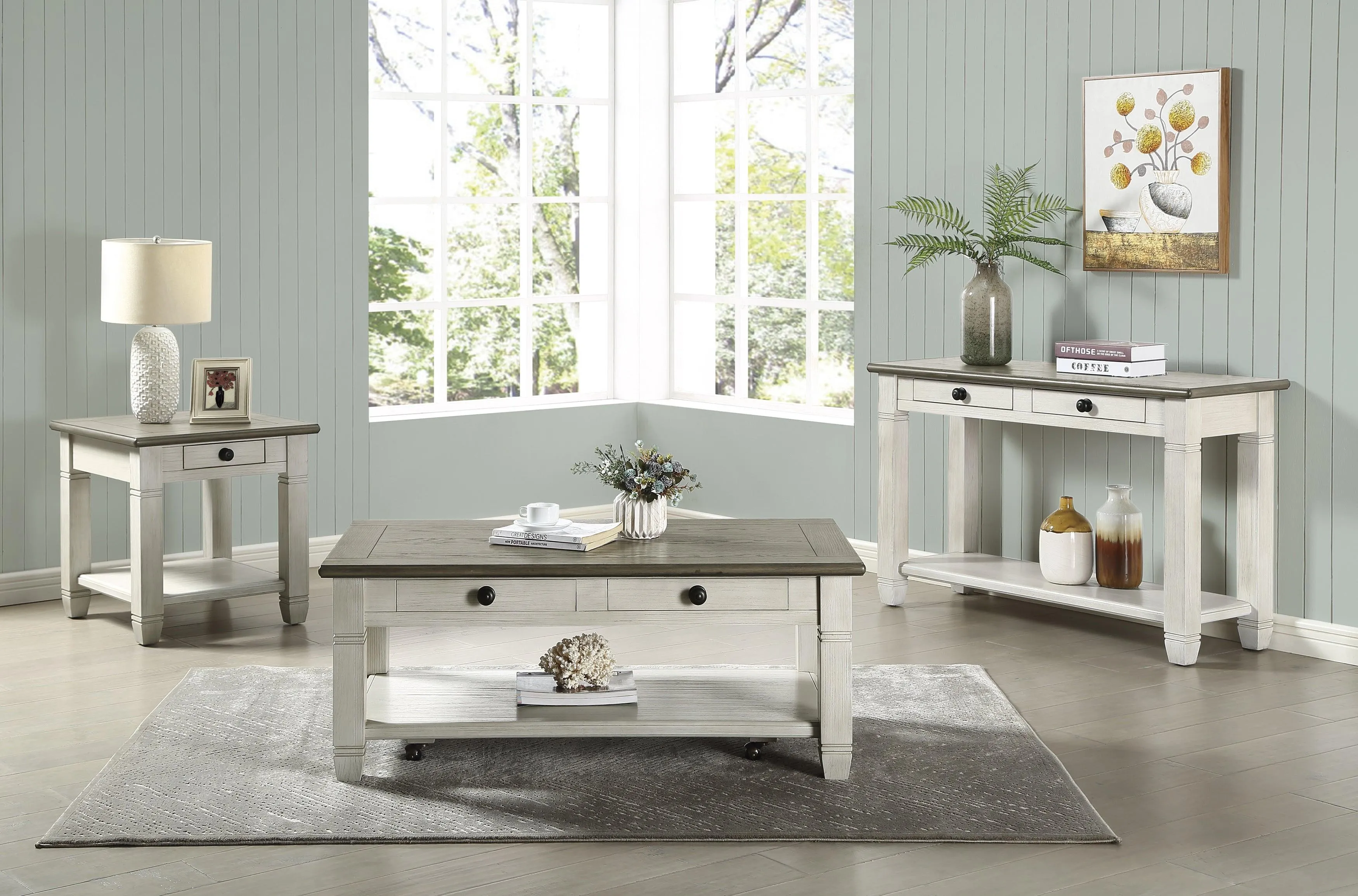 Granby Antique White Sofa Table - Image 2