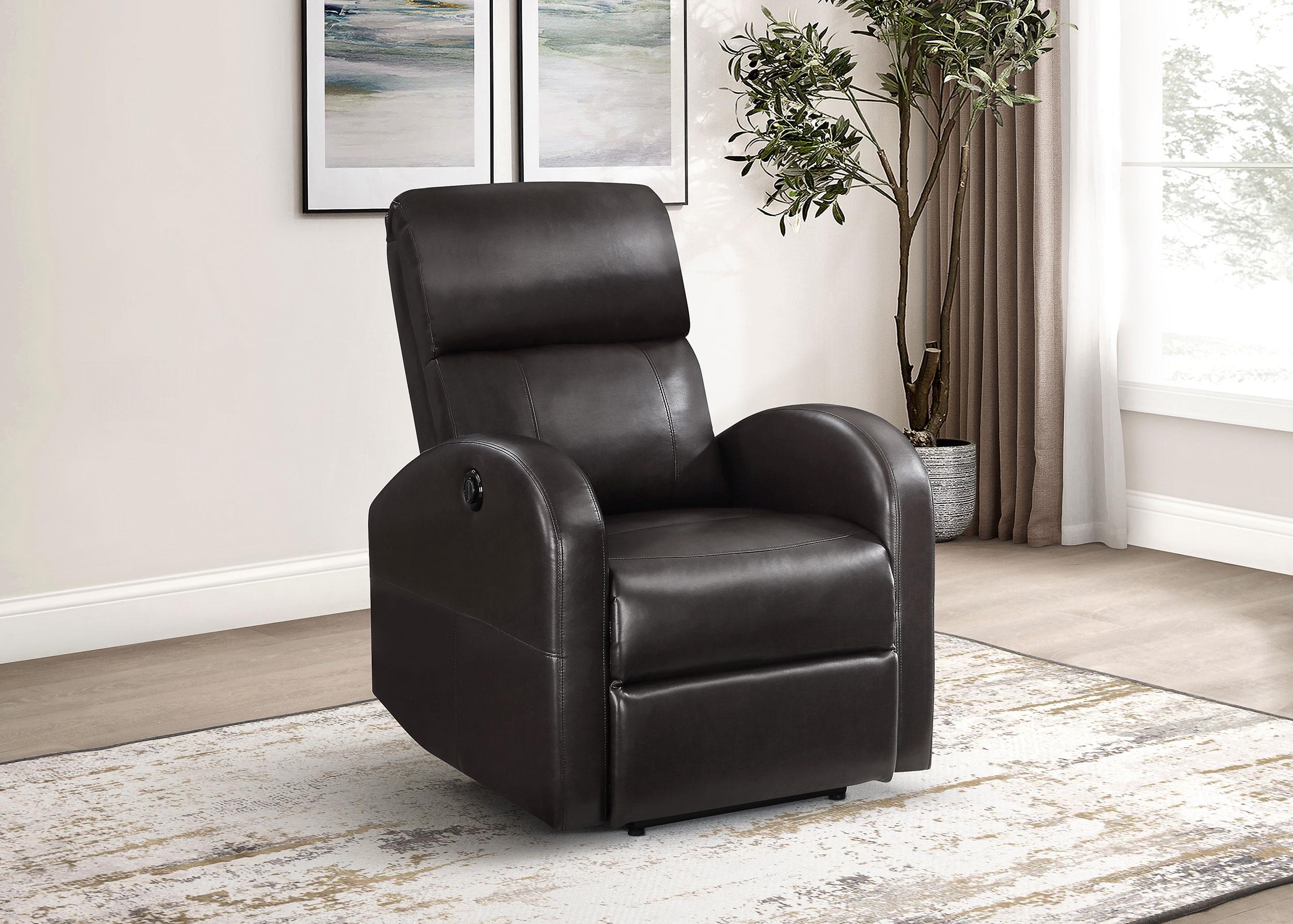 Grant Brown Upholstered Power Recliner Chair