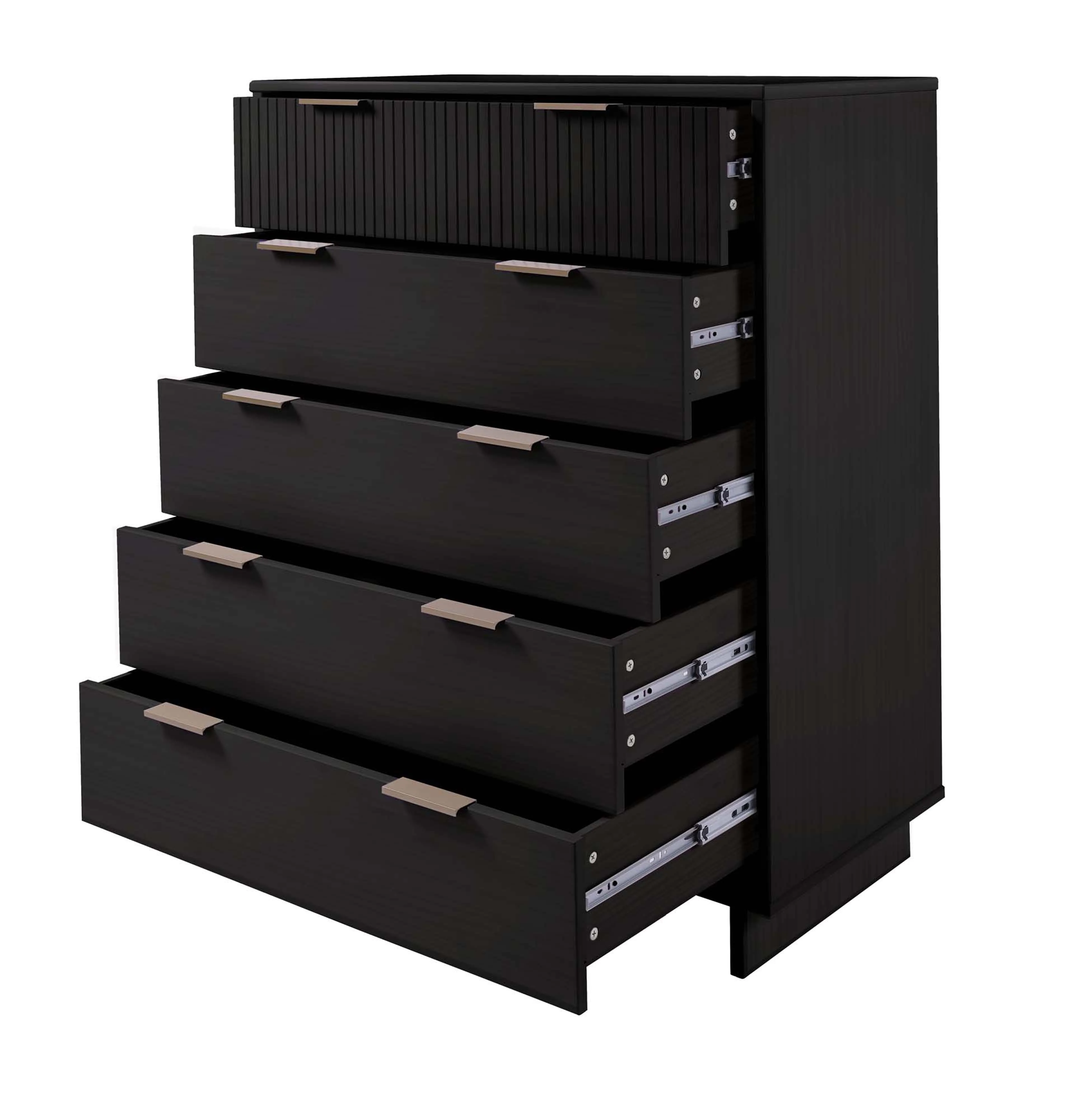 Granville 2-Piece Tall Chest and Double Dresser Set in Black - Image 13