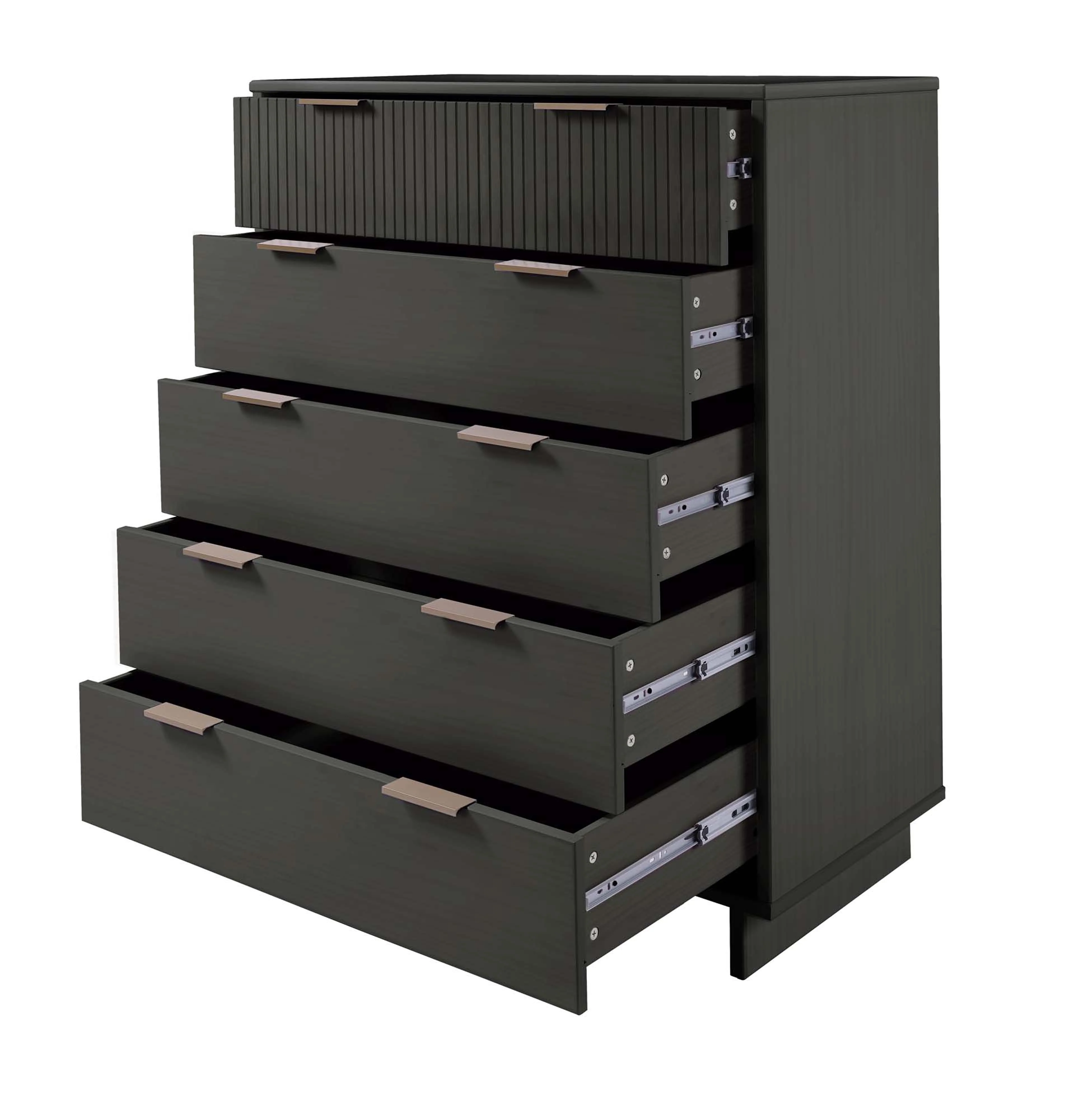 Granville 2-Piece Tall Chest and Standard Dresser Set in Dark Grey - Image 19