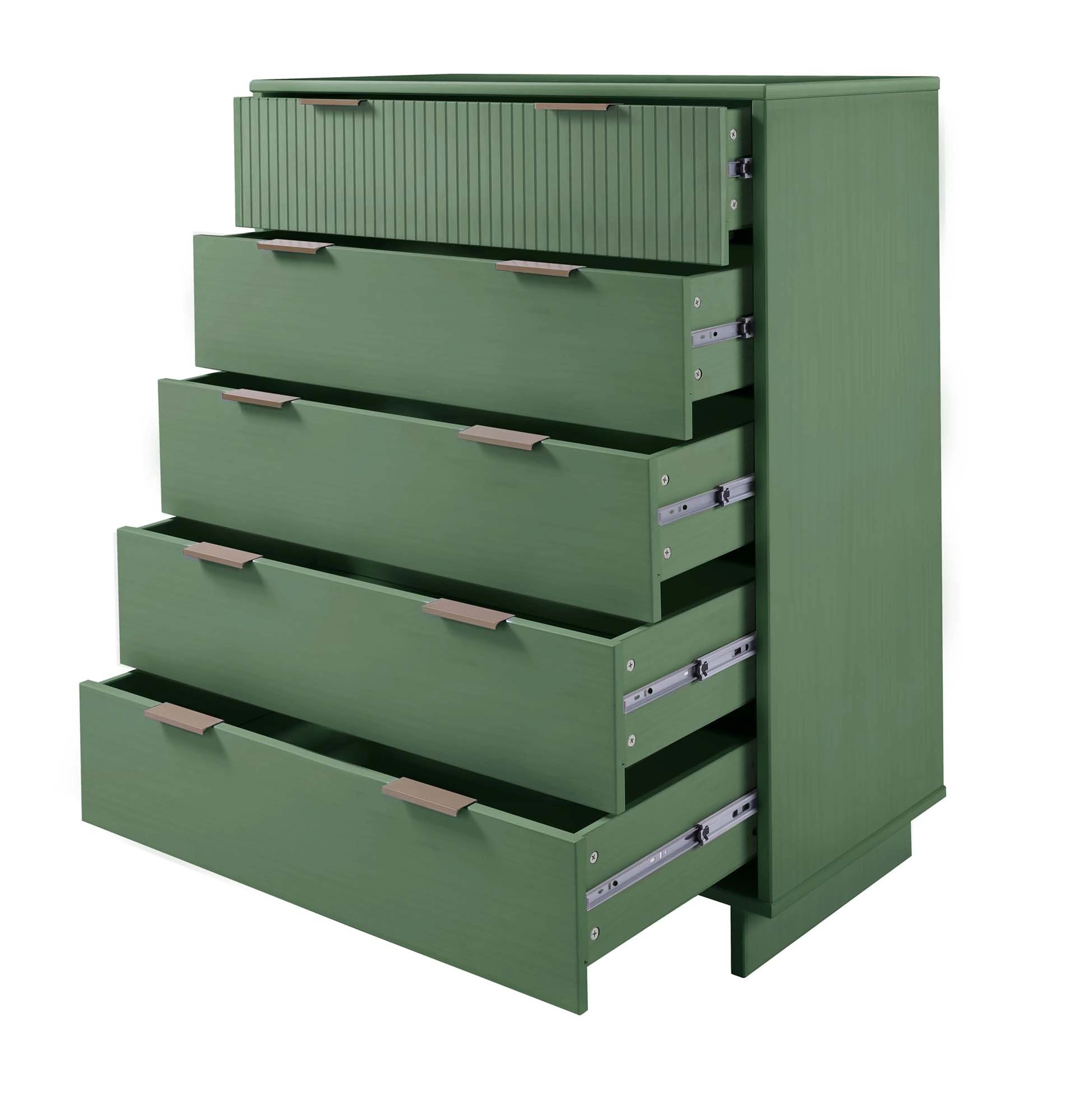 Granville 2-Piece Tall Chest and Standard Dresser Set in Sage Green - Image 19