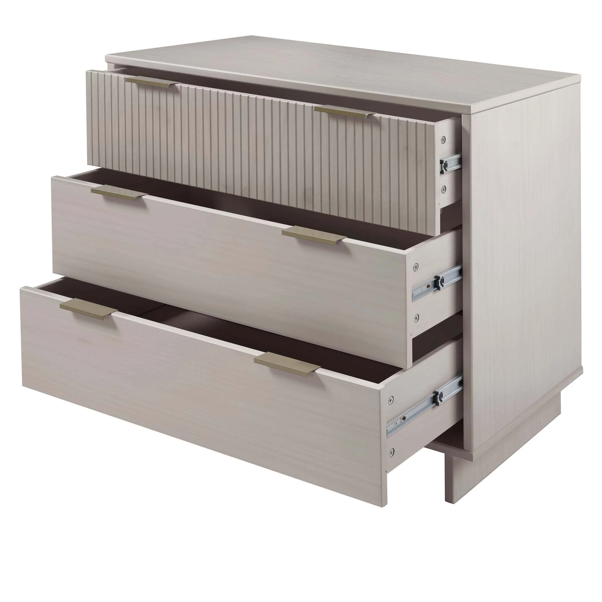 Granville 3-Piece Standard Dresser, Tall Narrow Chest and Nightstand Set in Light Grey - Image 22
