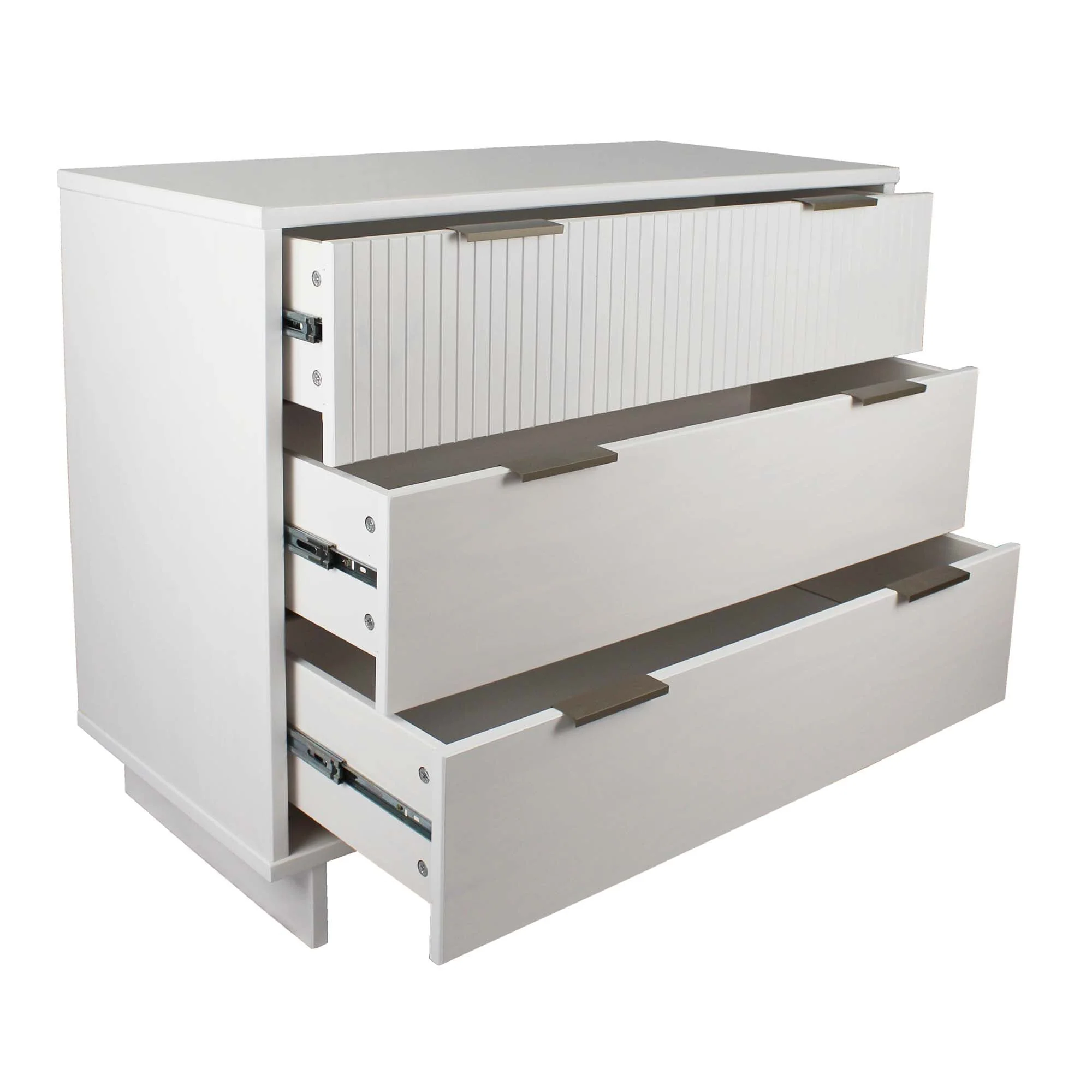 Granville 3-Piece Standard Dresser, Tall Narrow Chest and Nightstand Set in White - Image 22