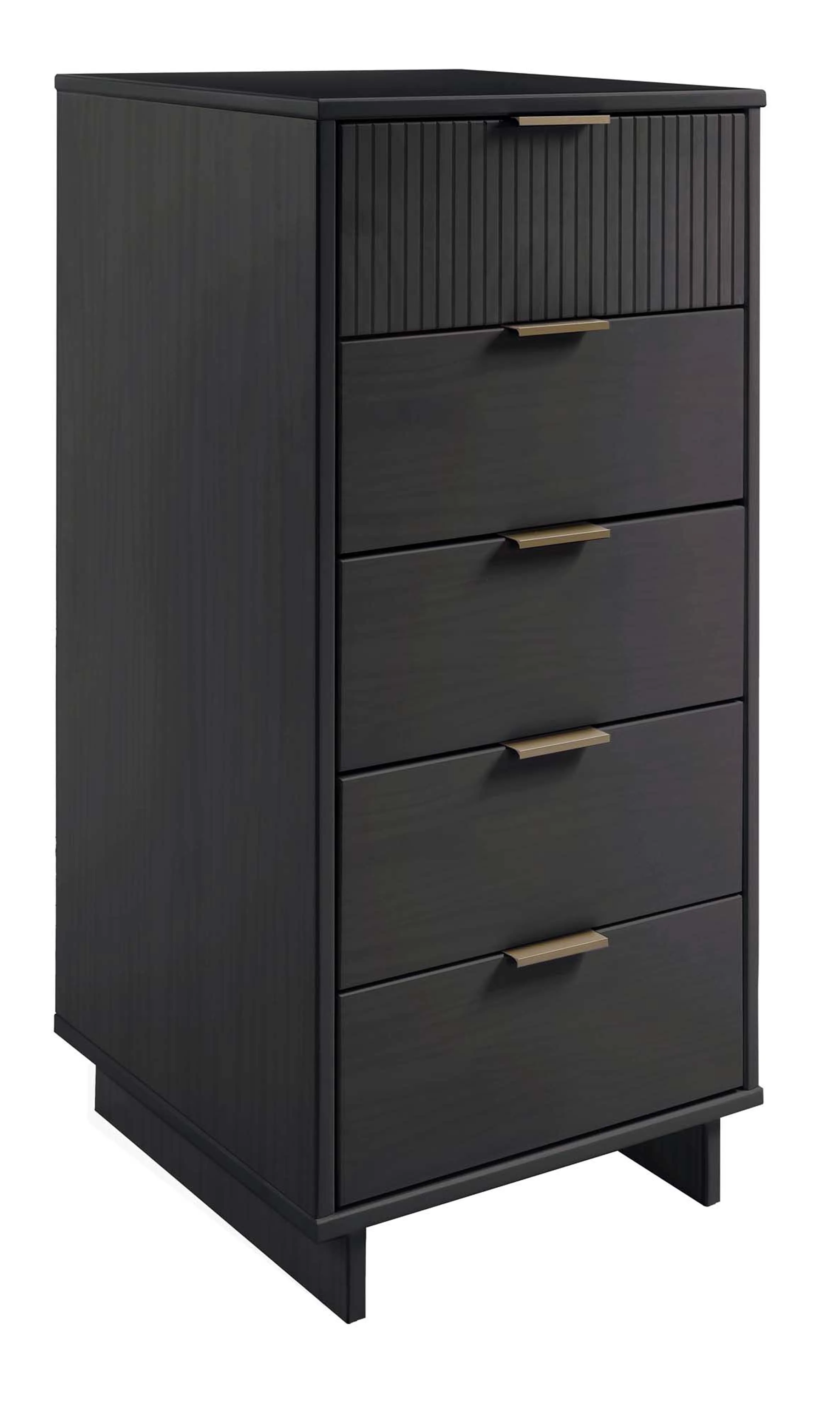 Granville 3-Piece Tall Narrow Chest, Double Dresser and Nightstand Set in Dark Grey - Image 11