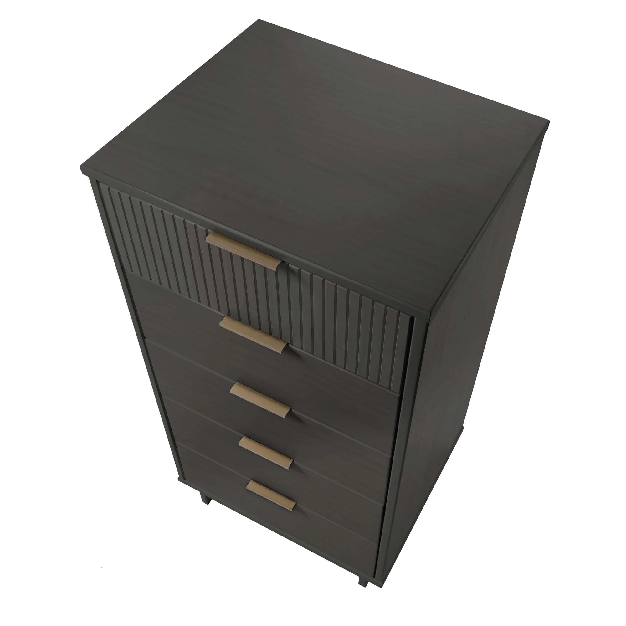 Granville 3-Piece Tall Narrow Chest, Double Dresser and Nightstand Set in Dark Grey - Image 13