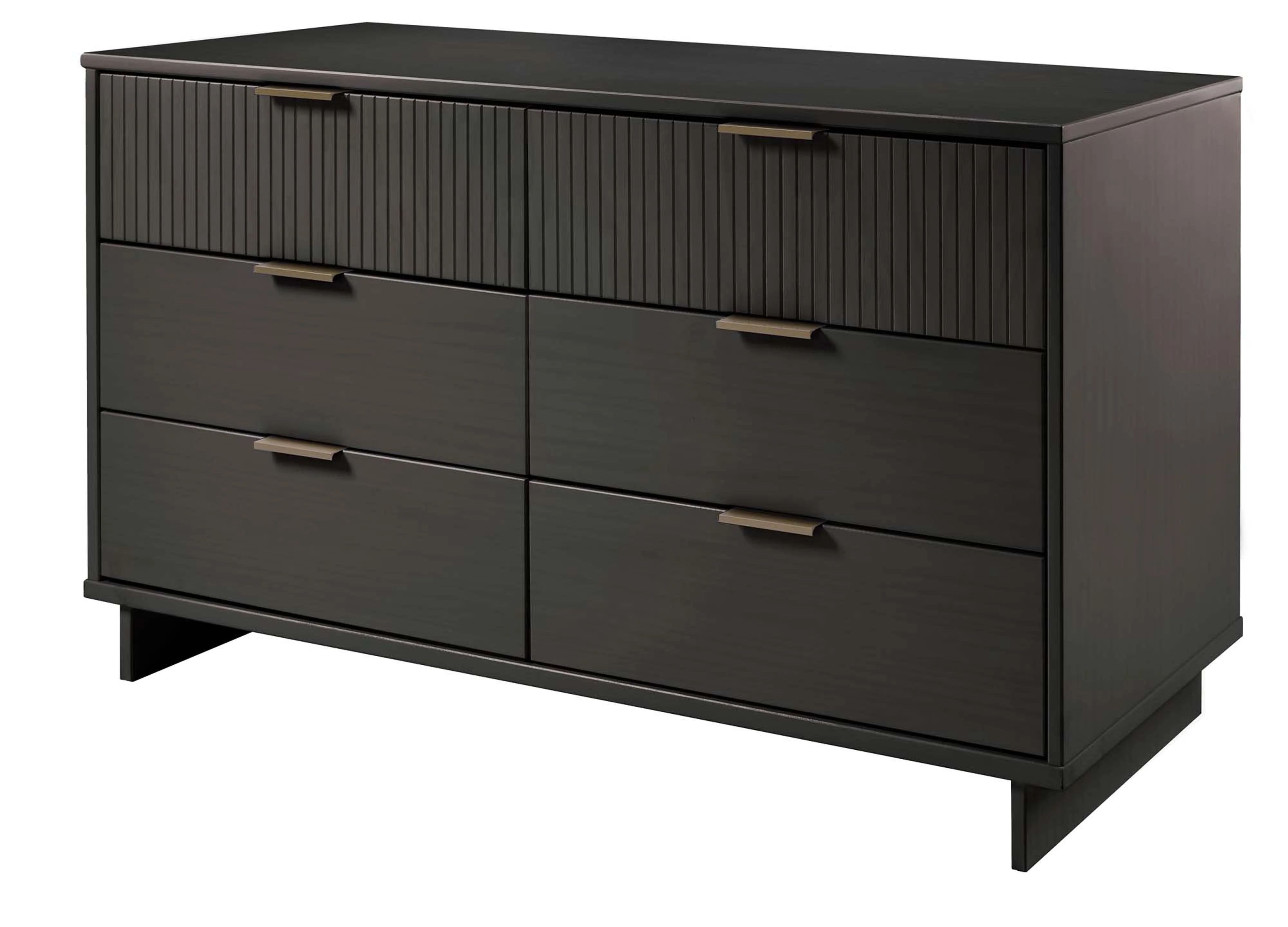 Granville 3-Piece Tall Narrow Chest, Double Dresser and Nightstand Set in Dark Grey - Image 17