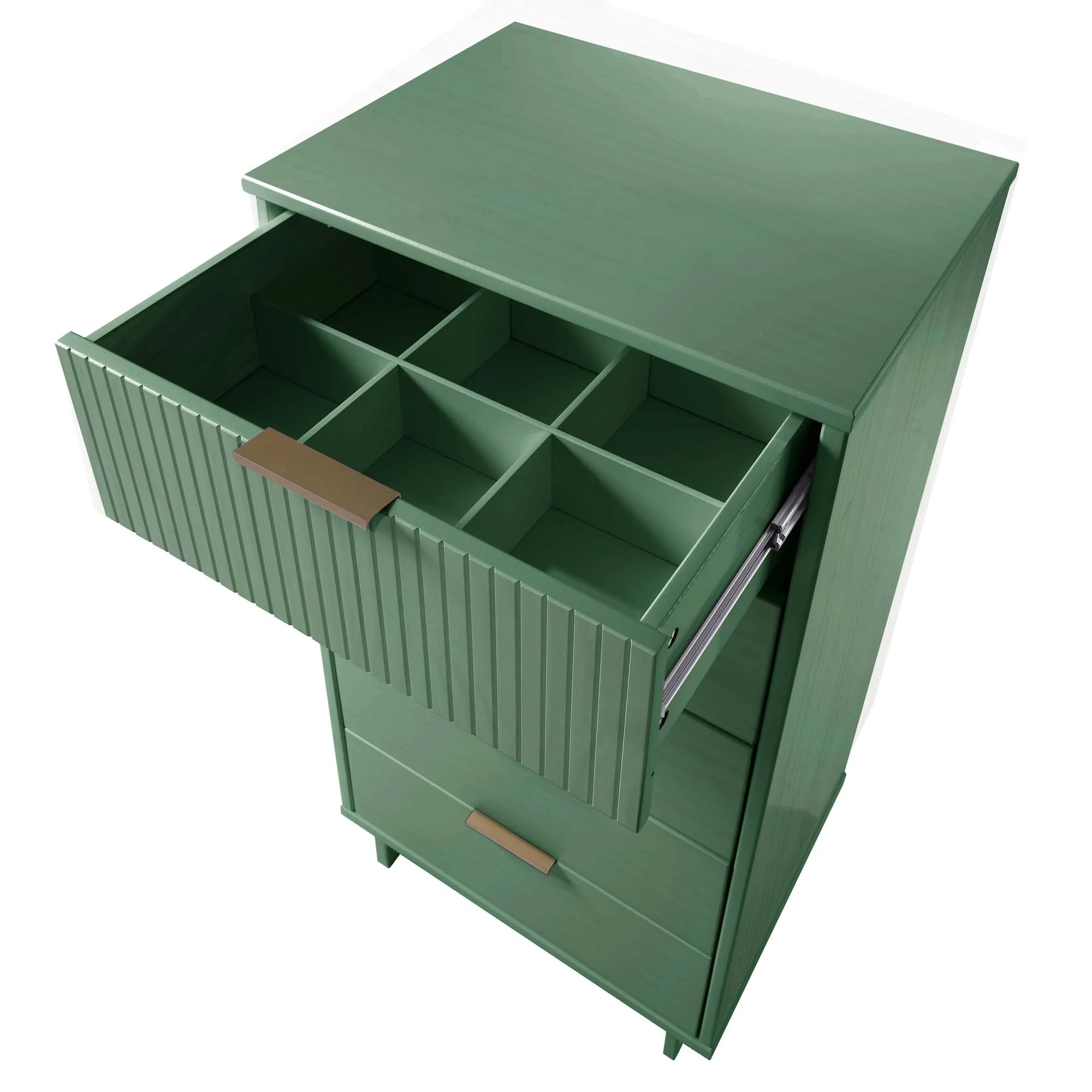 Granville 3-Piece Tall Narrow Chest, Double Dresser and Nightstand Set in Sage Green - Image 16