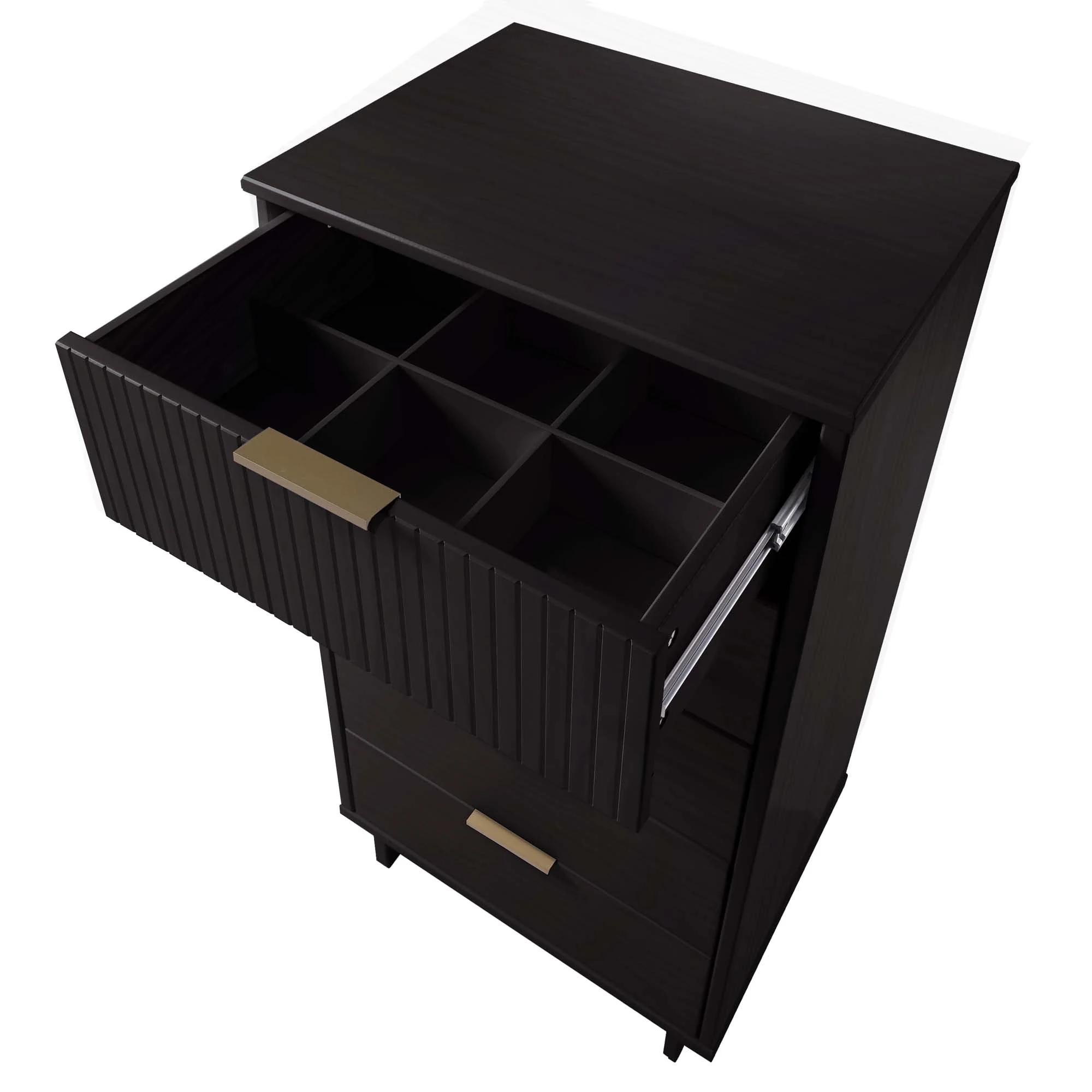 Granville 3-Piece Tall Narrow Chest, Double Dresser Set and Standard Dresser Set in Black - Image 16