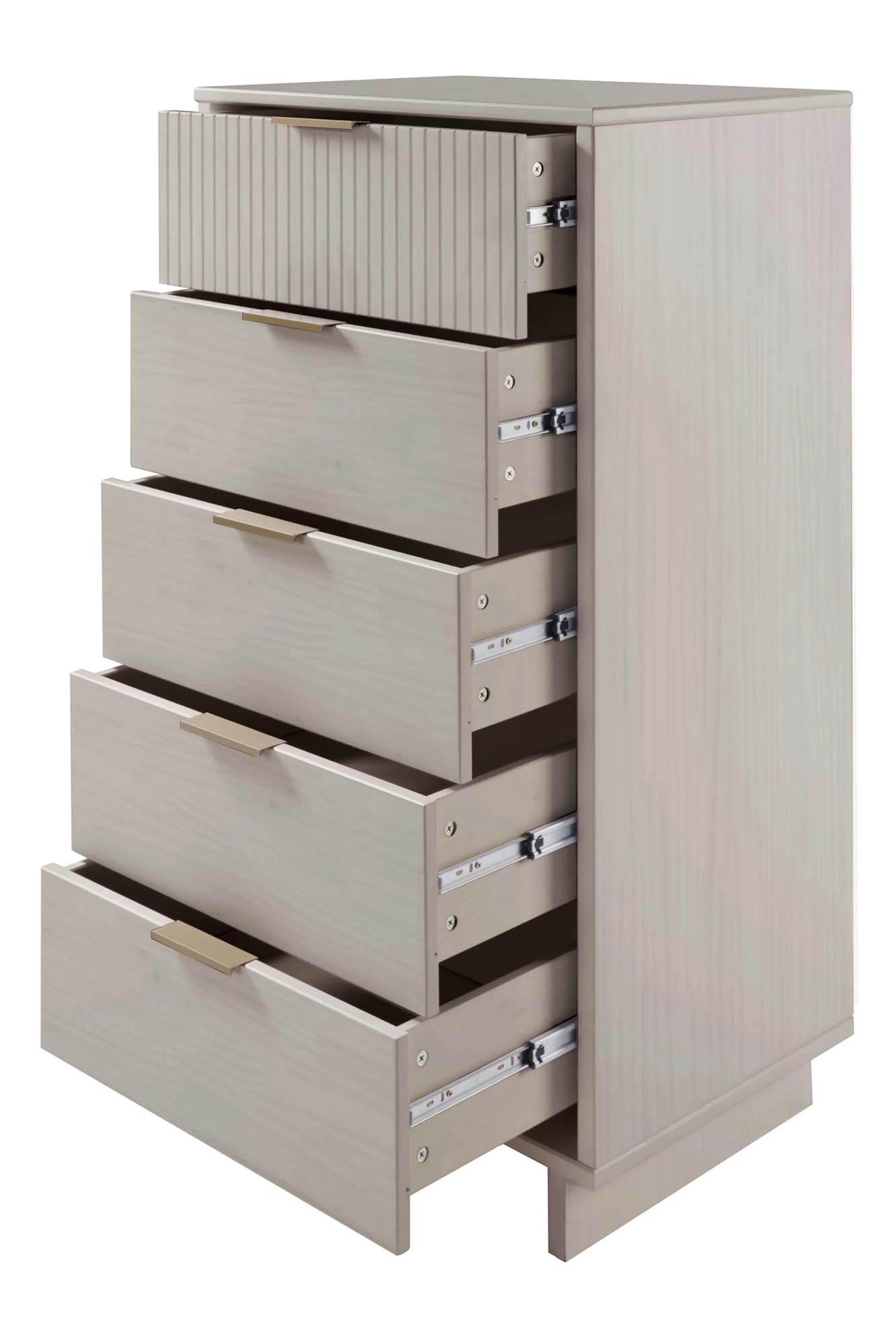 Granville 3-Piece Tall Narrow Chest, Double Dresser Set and Standard Dresser Set in Light Grey - Image 15