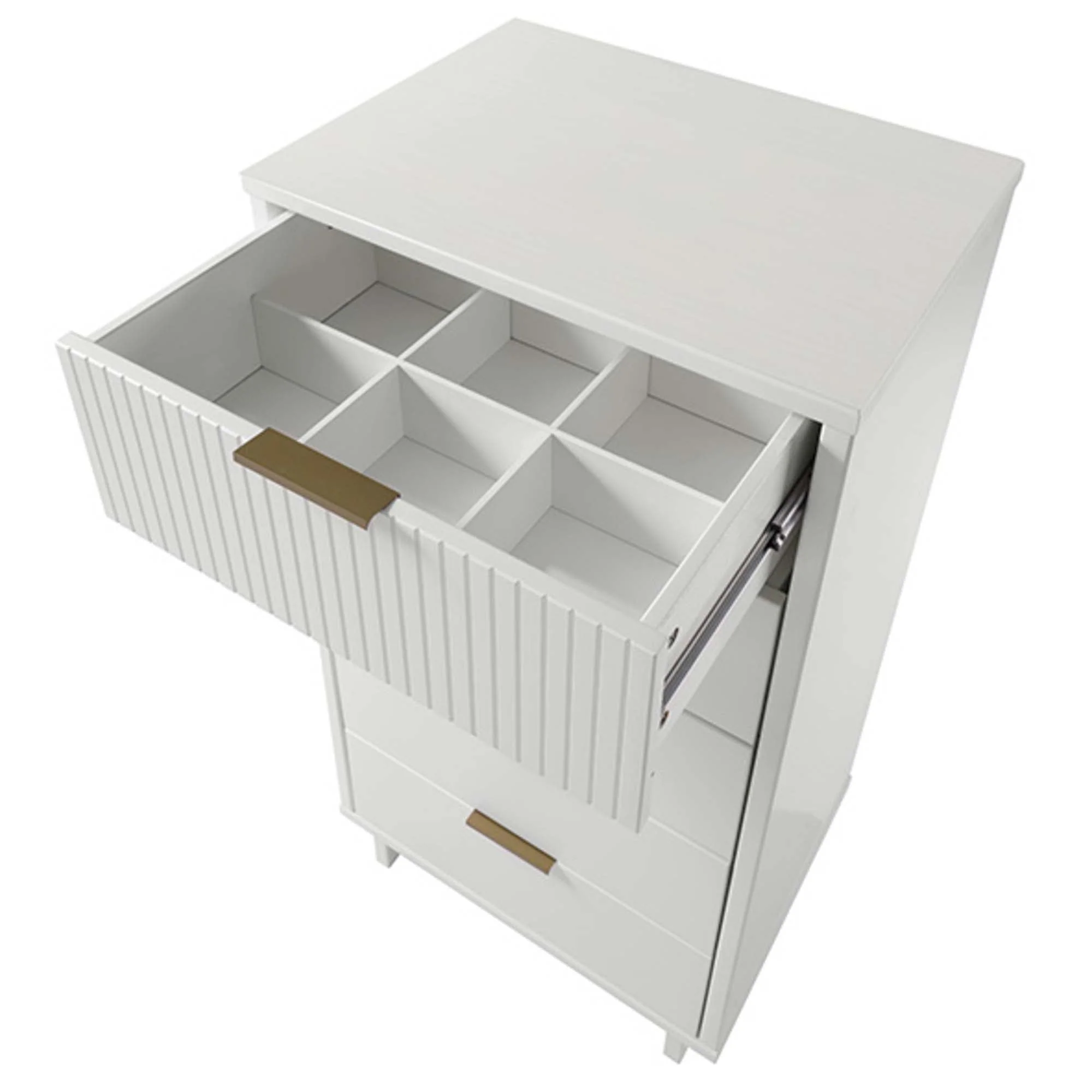 Granville 3-Piece Tall Narrow Chest, Double Dresser Set and Standard Dresser Set in White - Image 16
