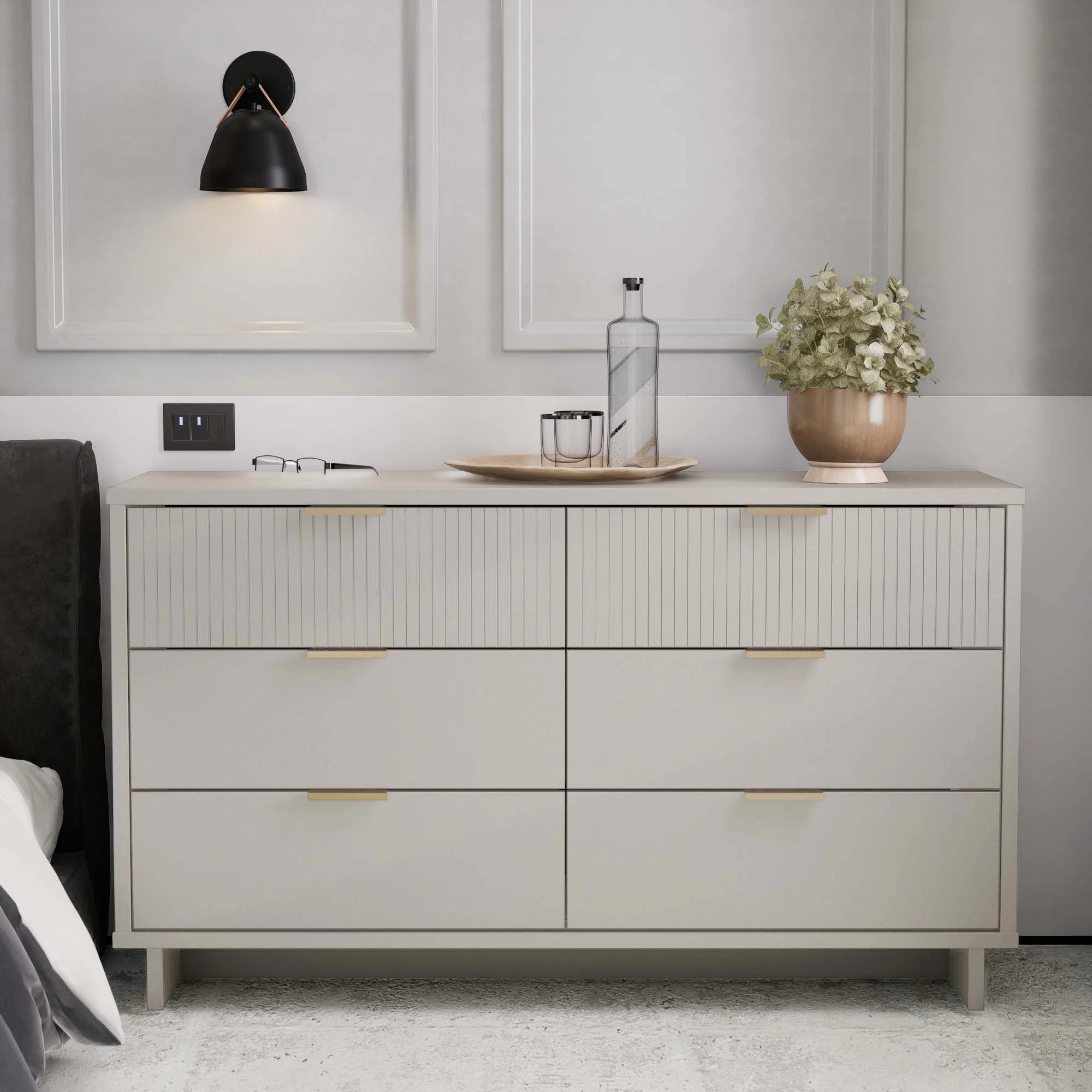 Granville 55.07 Double Wide Dresser in Light Grey - Image 2