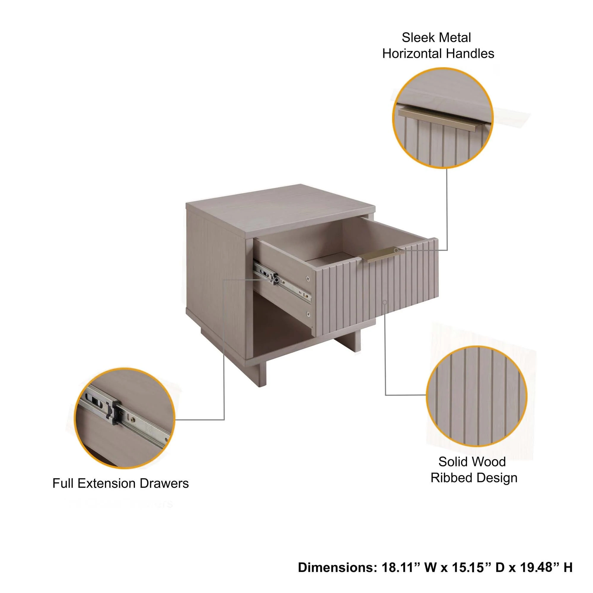 Granville Nightstand 1.0 in Light Grey - Image 4