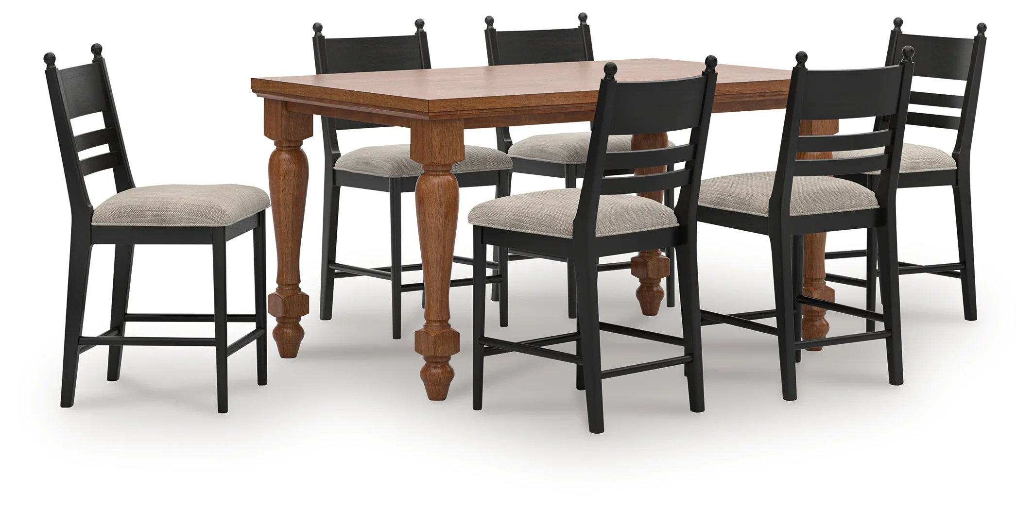 Greddinton Brown Counter Height Dining Table and 6 Barstools