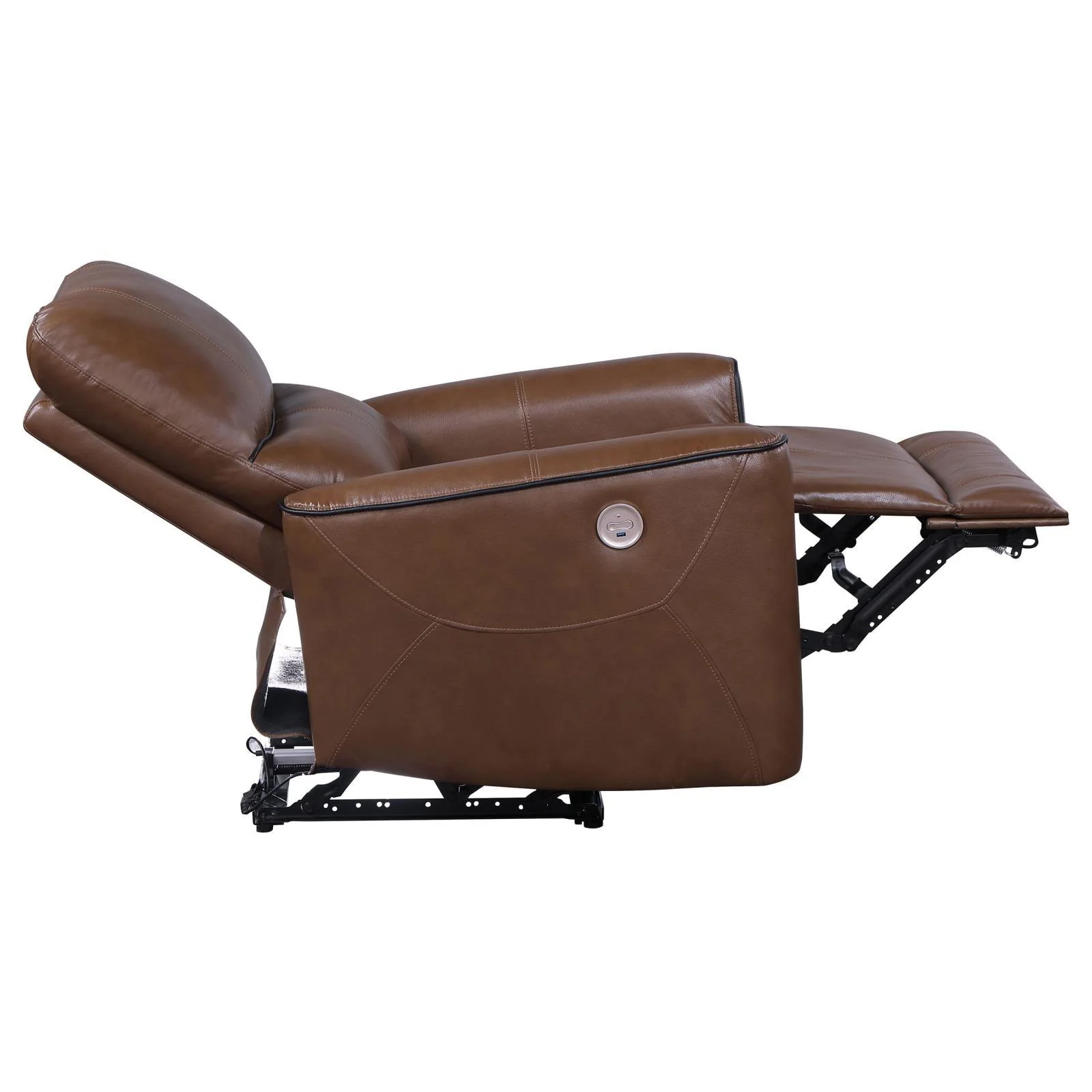 Greenfield Saddle Brown Upholstered Power Recliner Chair - Image 6
