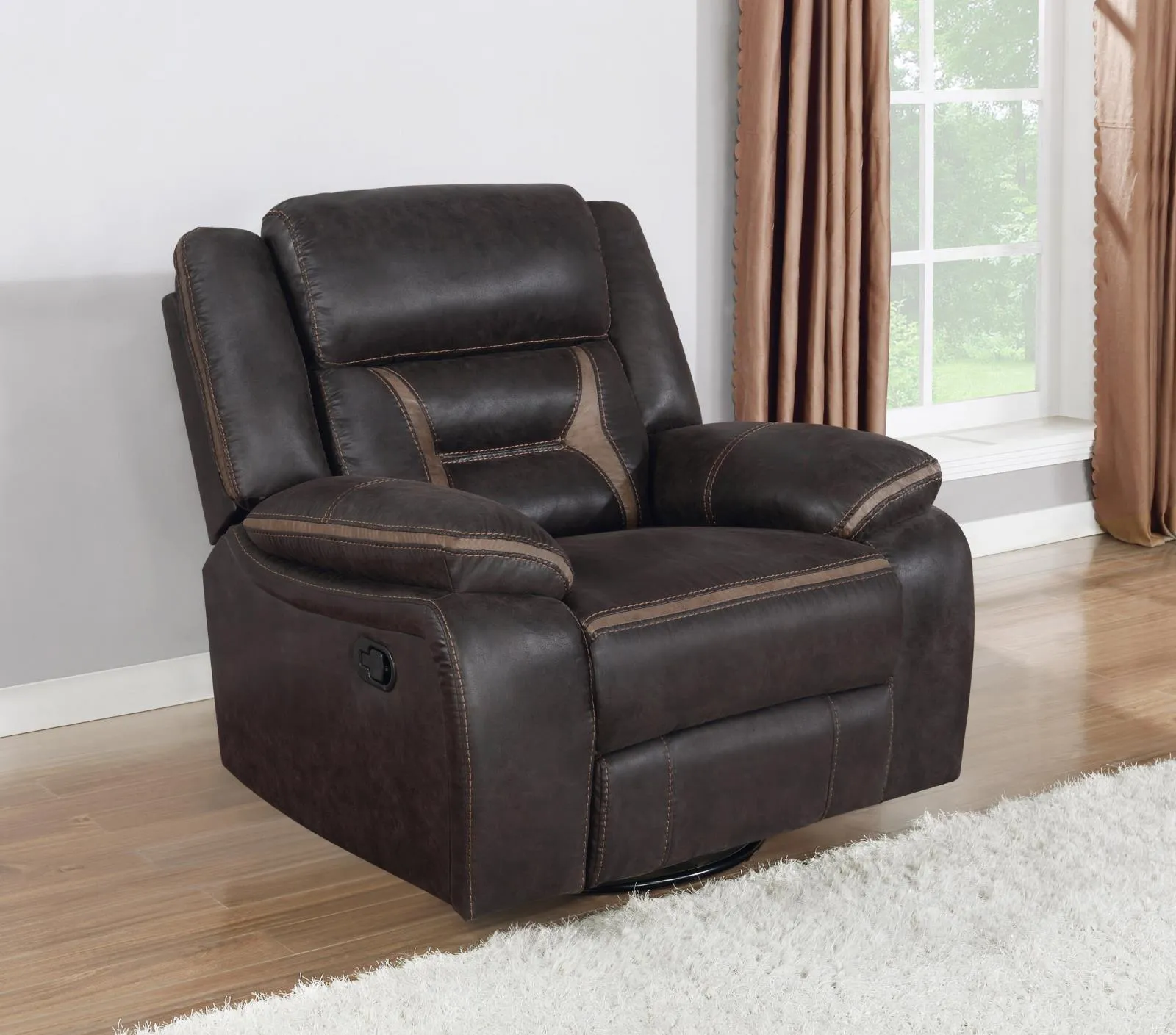 Greer Dark Brown Upholstered Tufted Reclining Living Room Set - Image 15