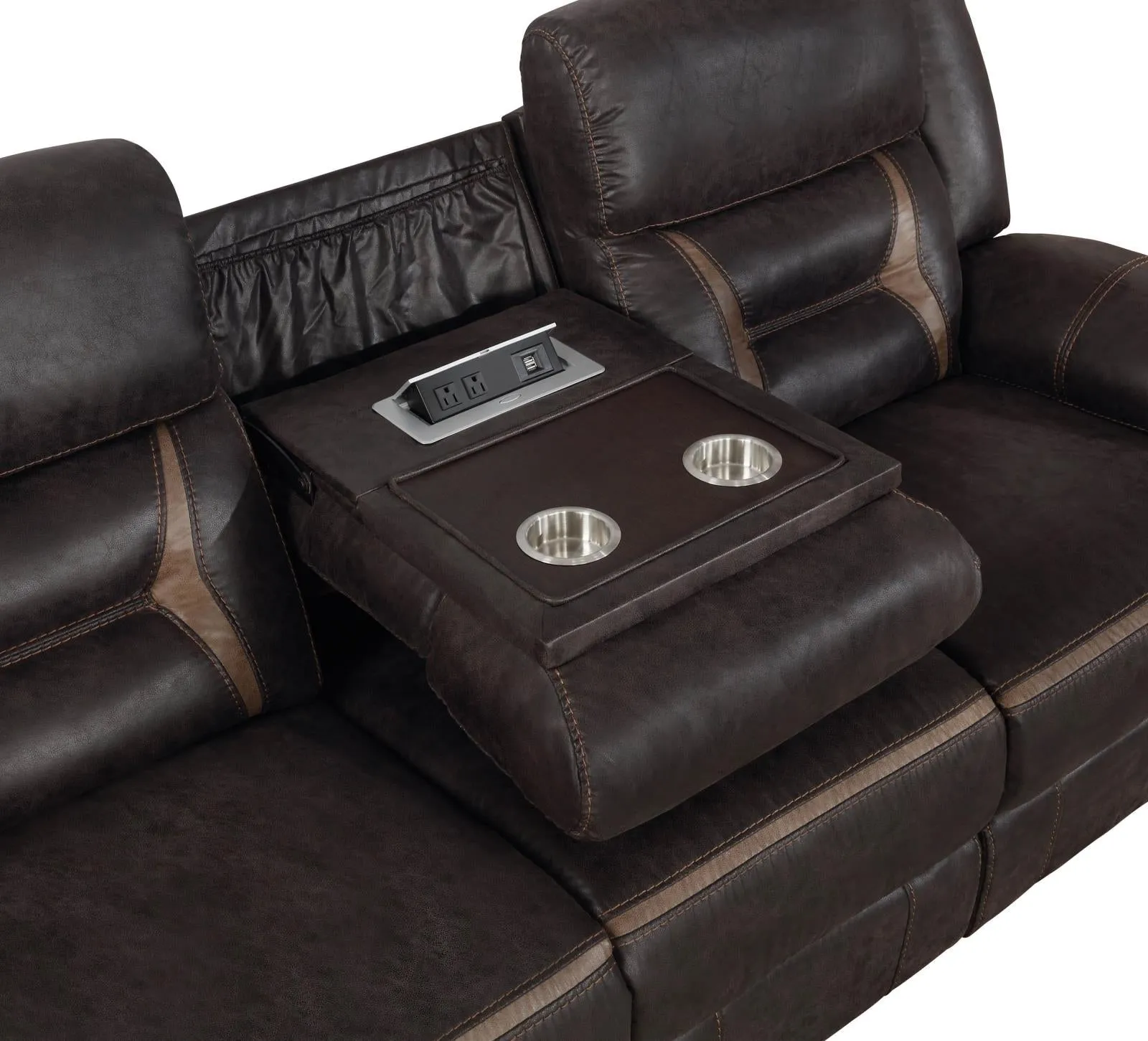 Greer Dark Brown Upholstered Tufted Reclining Living Room Set - Image 8