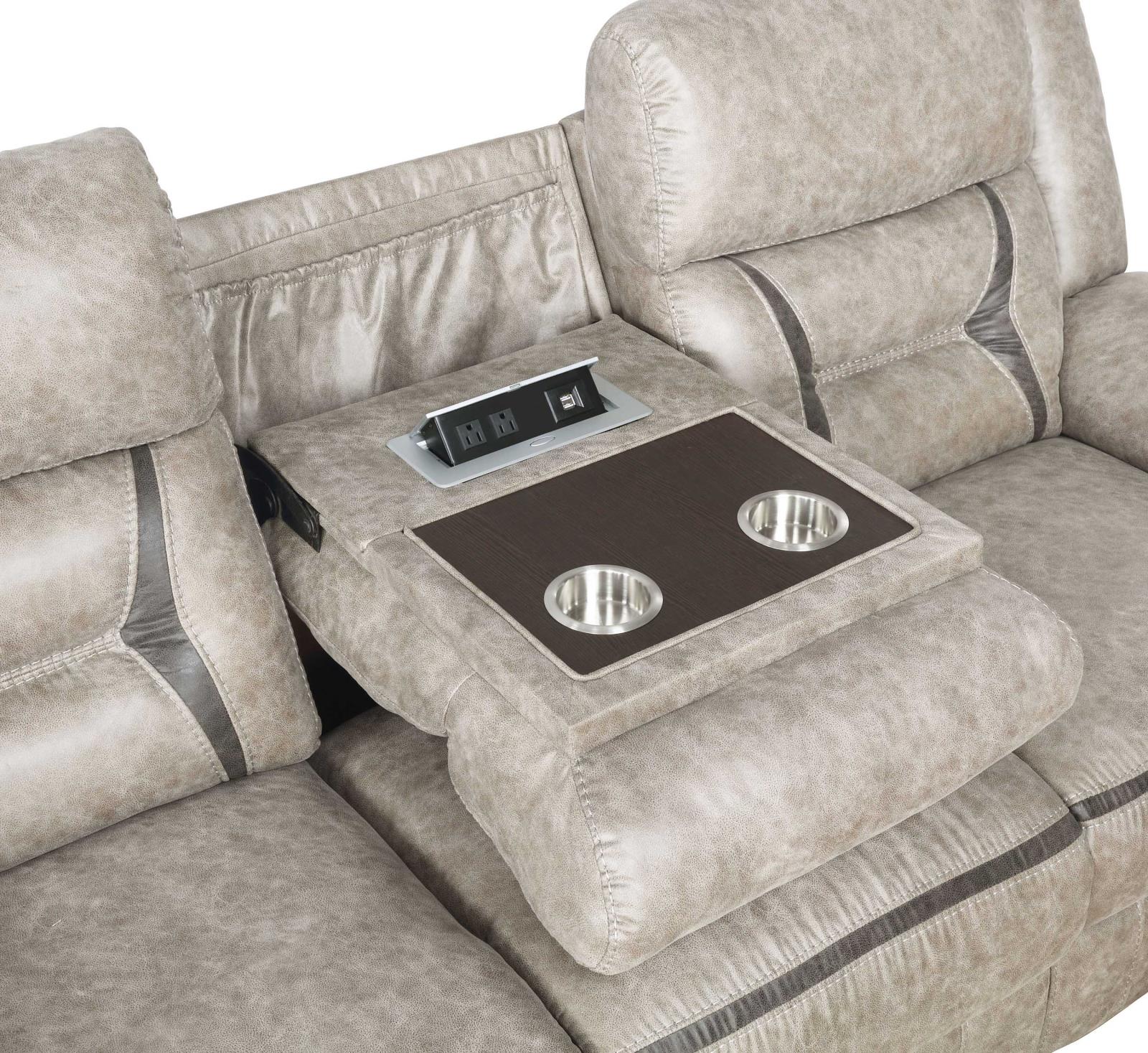 Greer Taupe Upholstered Tufted Reclining Living Room Set - Image 8