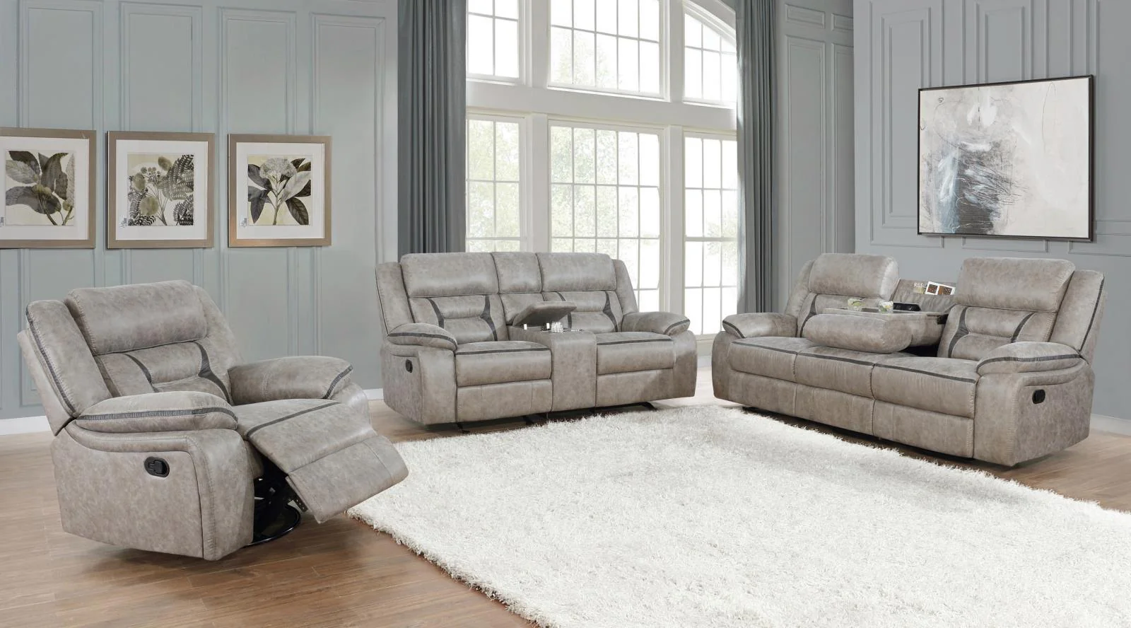 Greer Upholstered Tufted Back Motion Sofa - Image 4