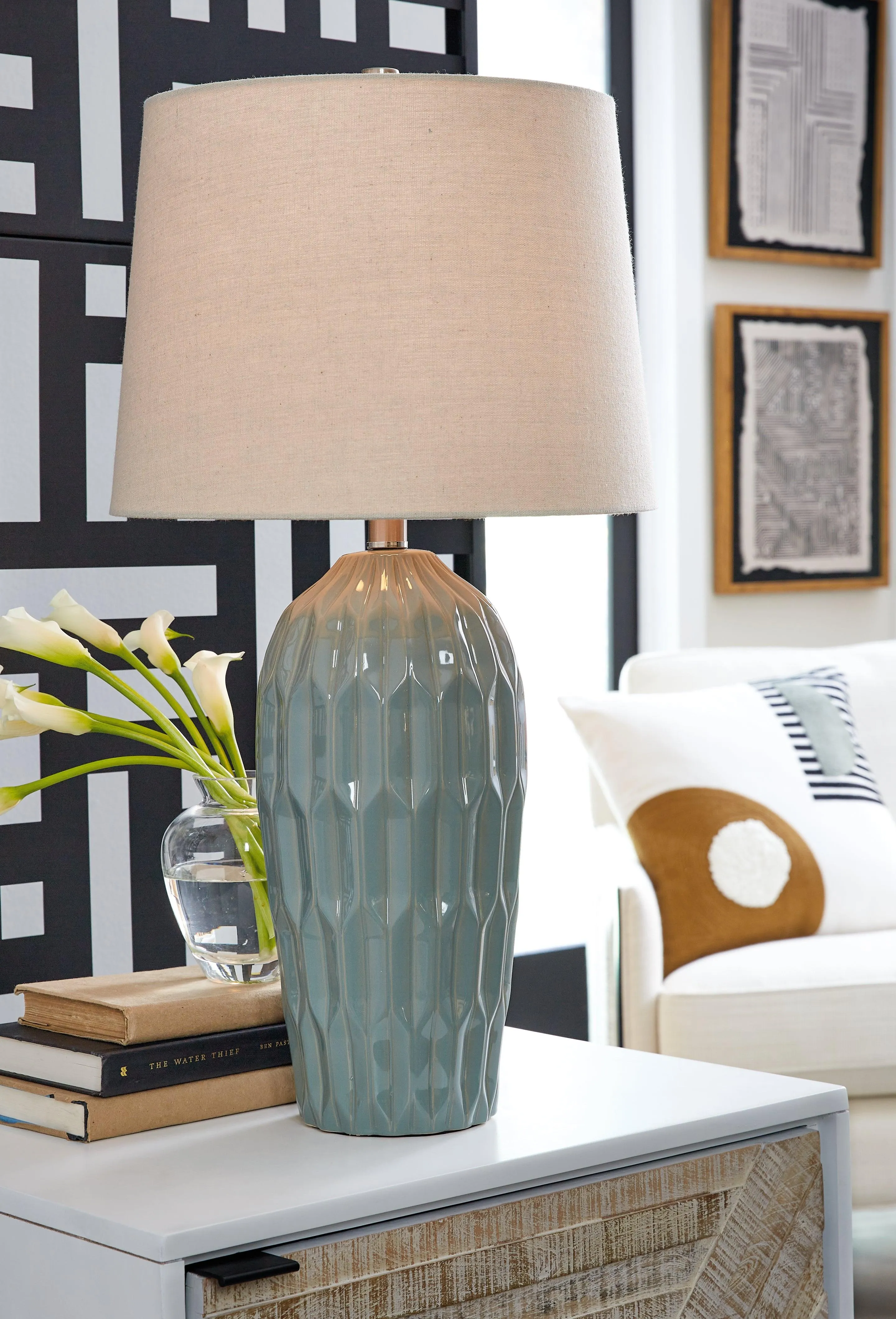 Hadbury Pale Blue/Teal Table Lamp - Image 6