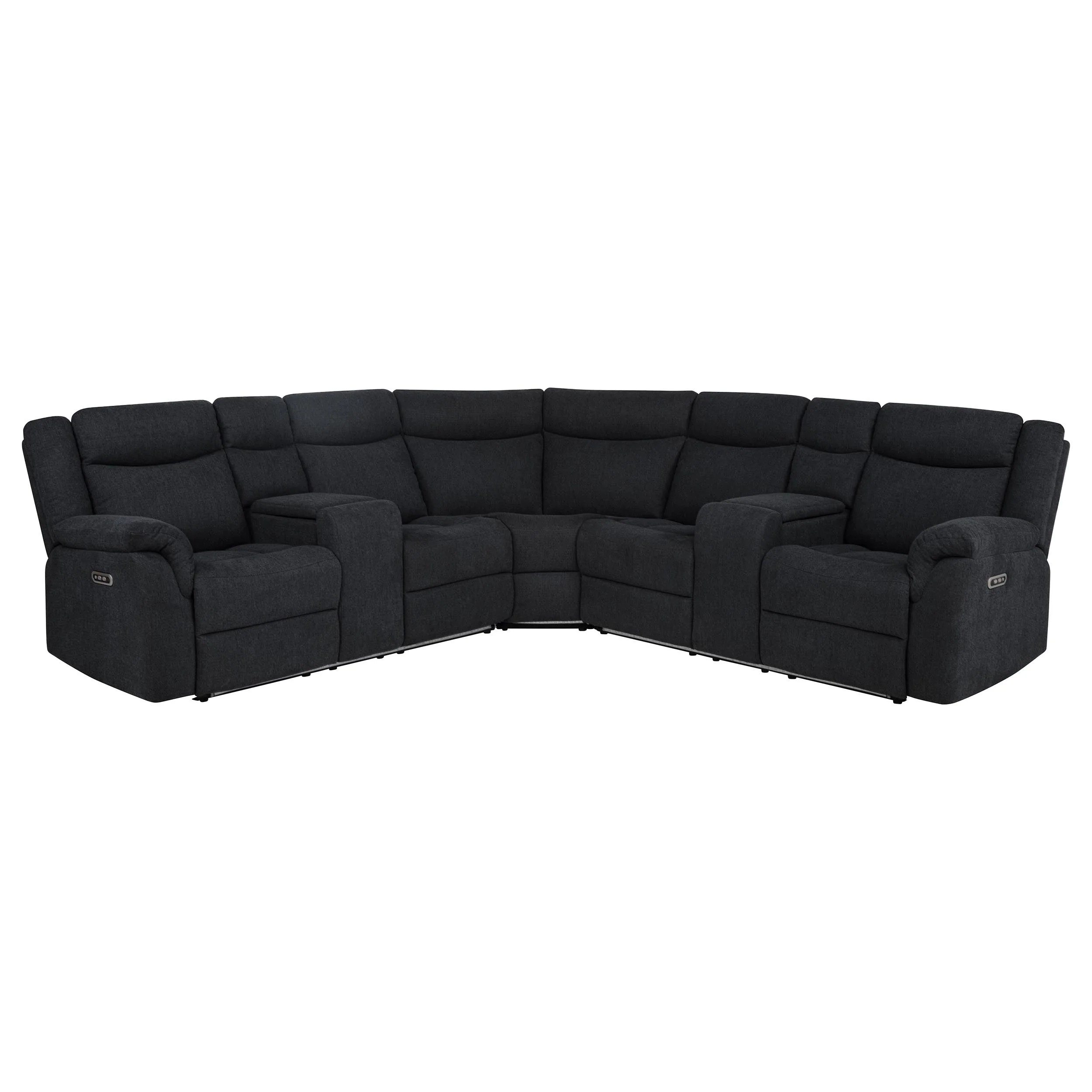 Hagen Steel Grey Upholstered Power Reclining Sectional Sofa