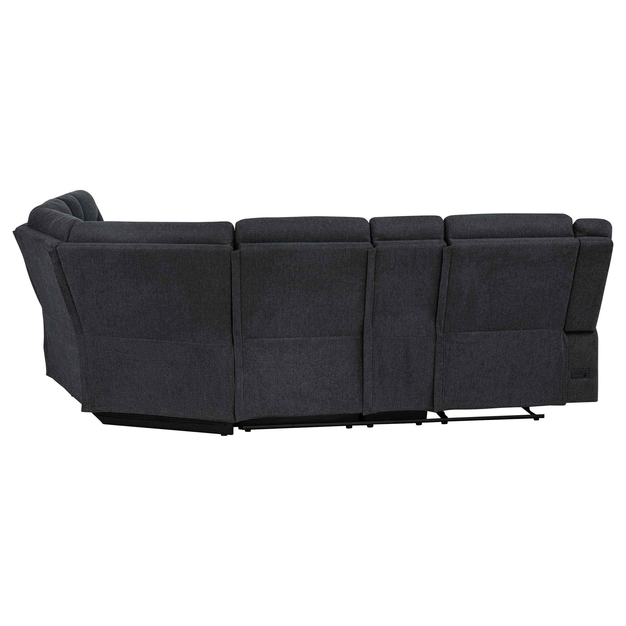 Hagen Steel Grey Upholstered Power Reclining Sectional Sofa - Image 5