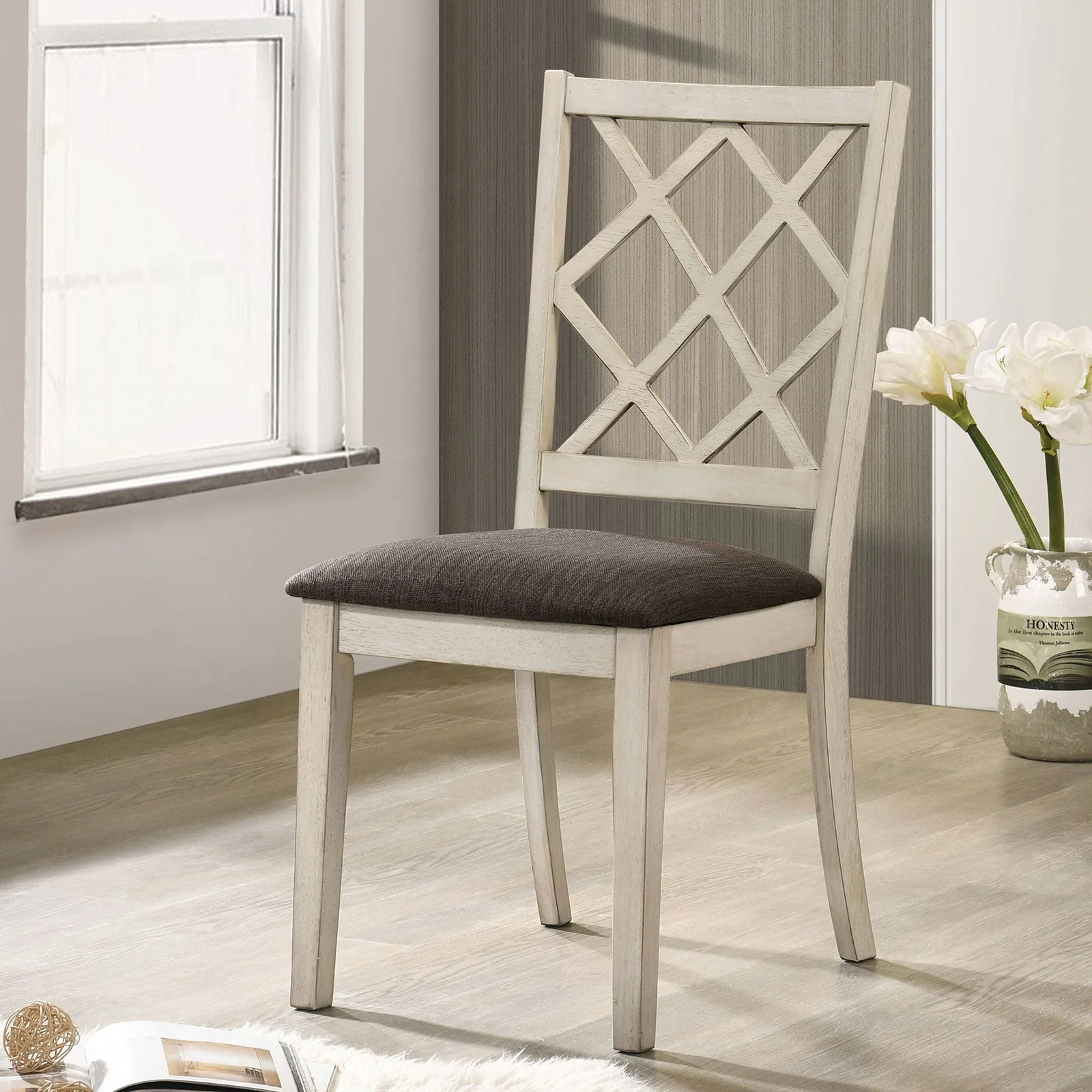 Haleigh Antique White/Gray Side Chair