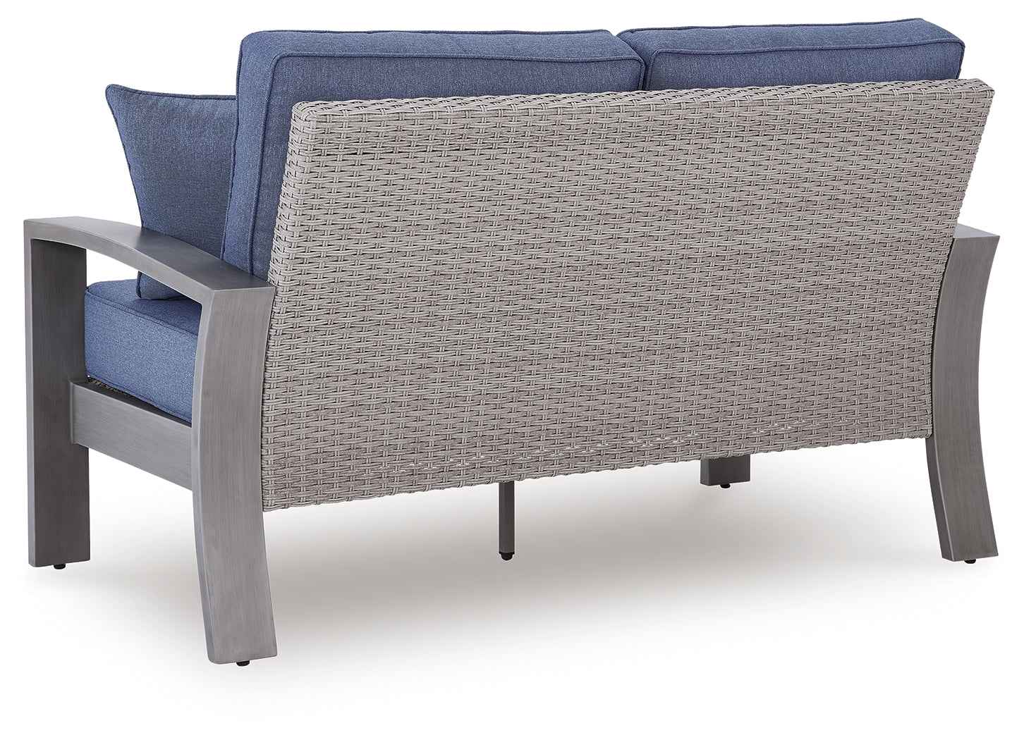 Half Moon Beach Blue/Gray Outdoor Loveseat with Cushion - Image 4