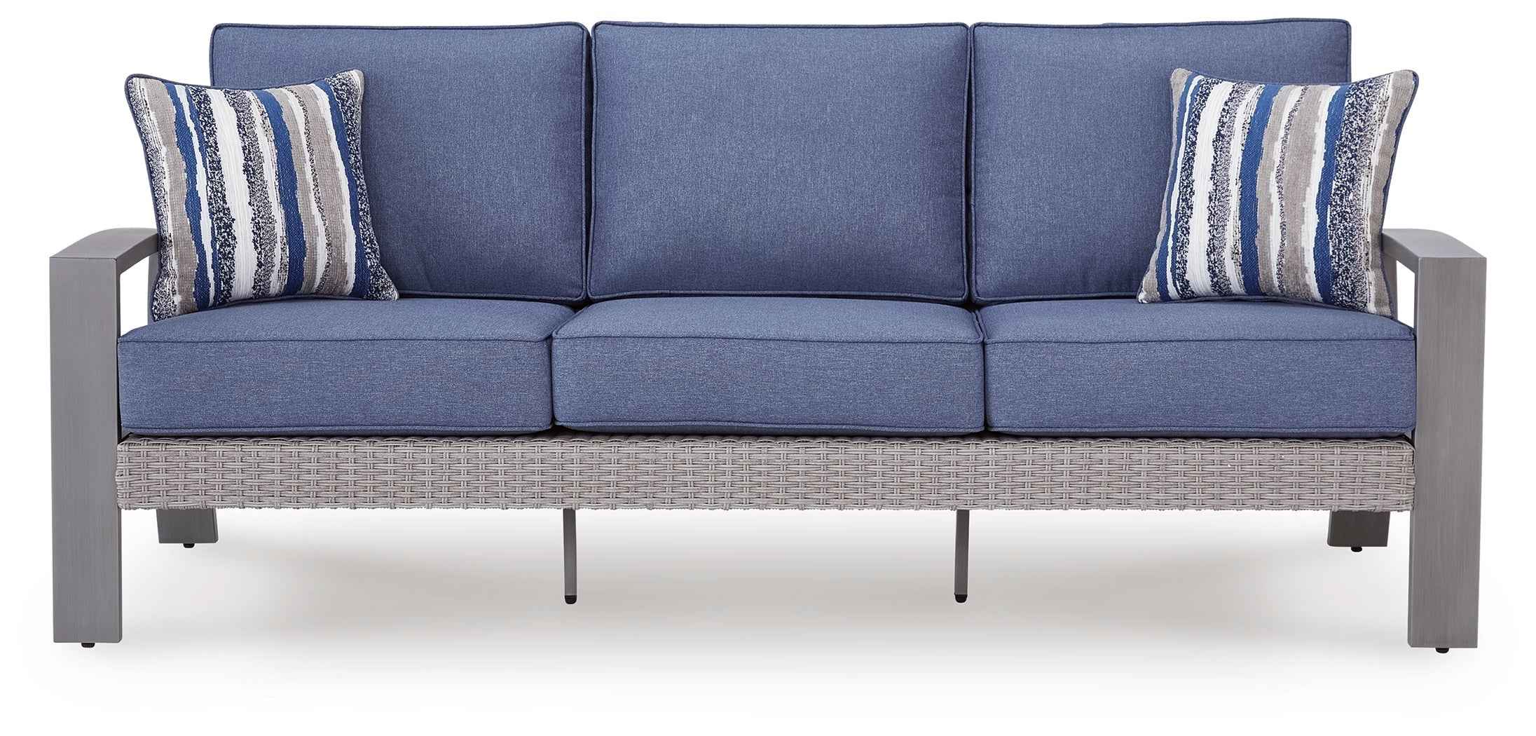 Half Moon Beach Blue/Gray Outdoor Sofa and Loveseat - Image 5