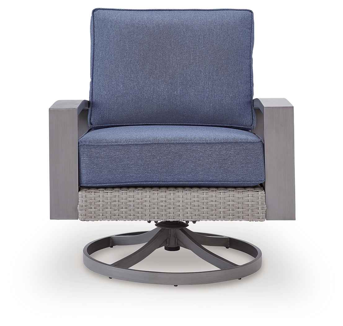 Half Moon Beach Blue/Gray Outdoor Sofa with 2 Lounge Chairs - Image 2