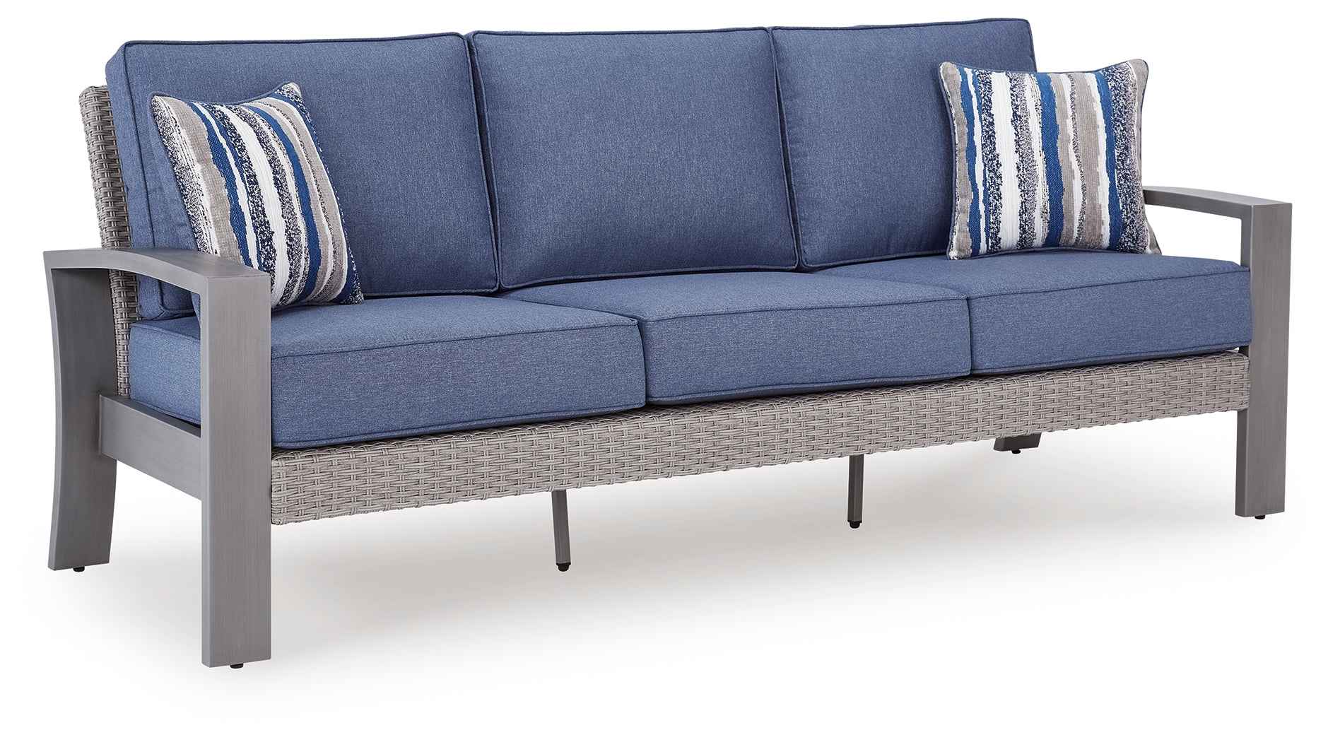 Half Moon Beach Blue/Gray Outdoor Sofa with 2 Lounge Chairs - Image 6