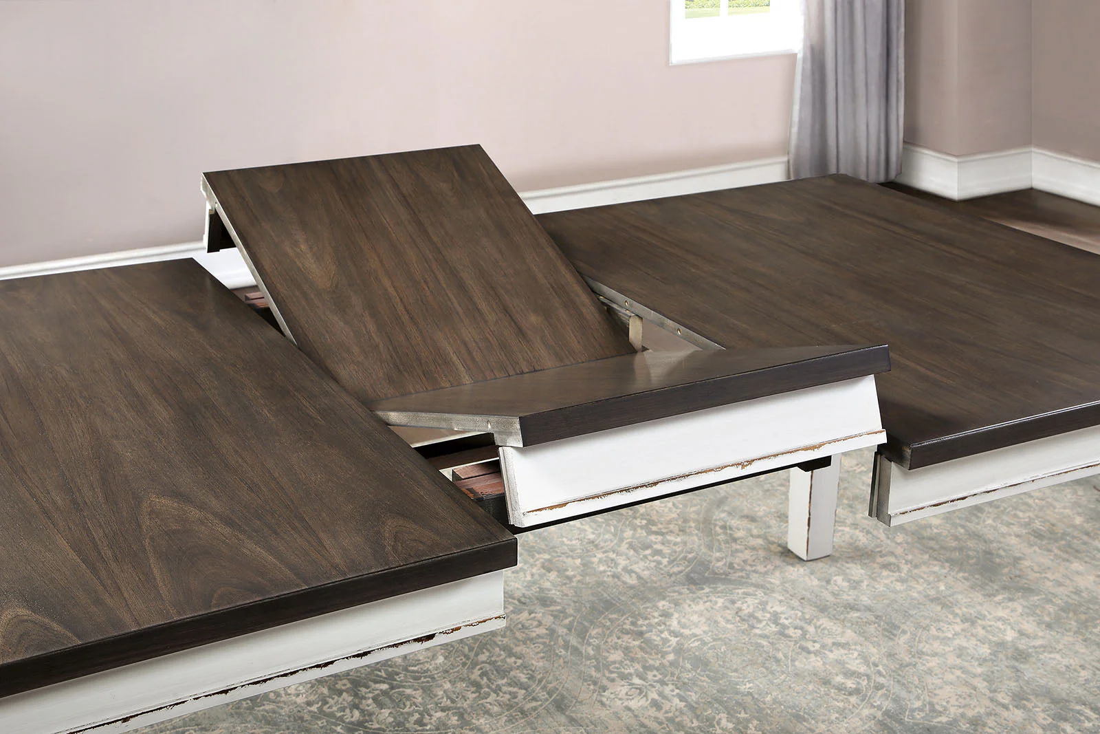 Halsey Weathered White/Dark Walnut Dining Table Only - Image 3