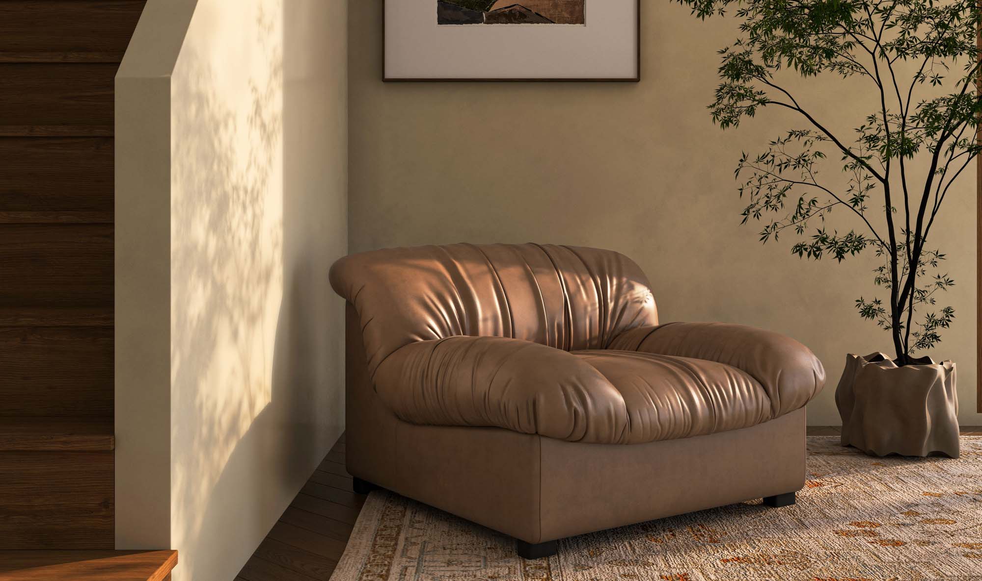 Halston Lounge Chair Tan Leather - Image 3