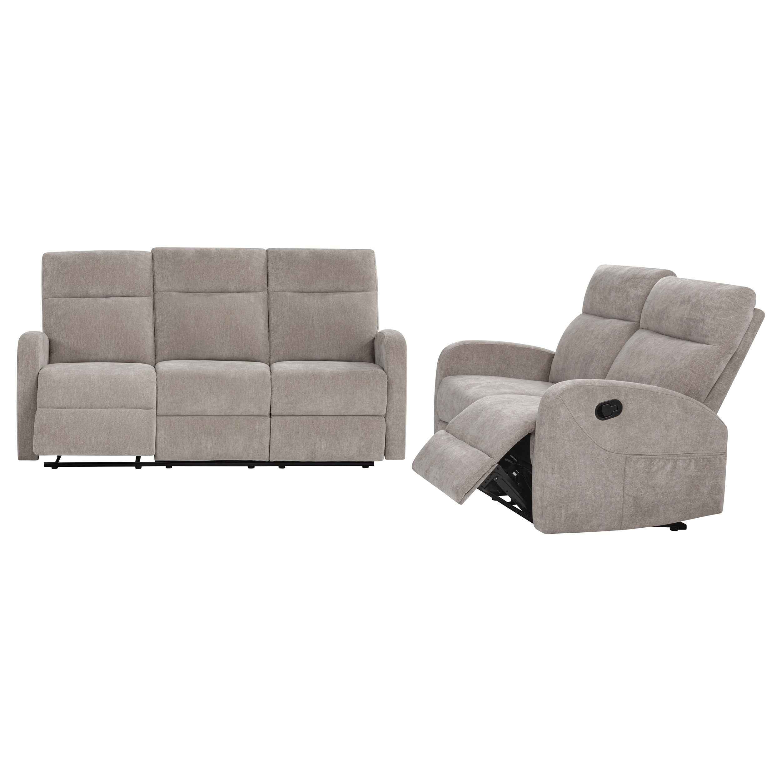 Hamilton 2-piece Chenille Manual Reclining Sofa Set Sand - Image 4