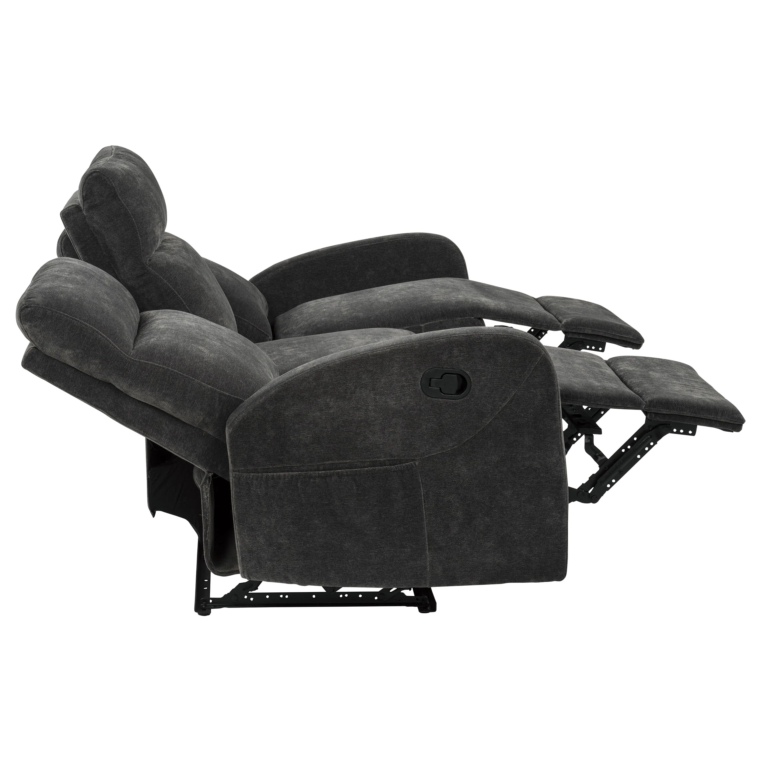 Hamilton 3-piece Chenille Manual Reclining Sofa Set Charcoal Grey - Image 7