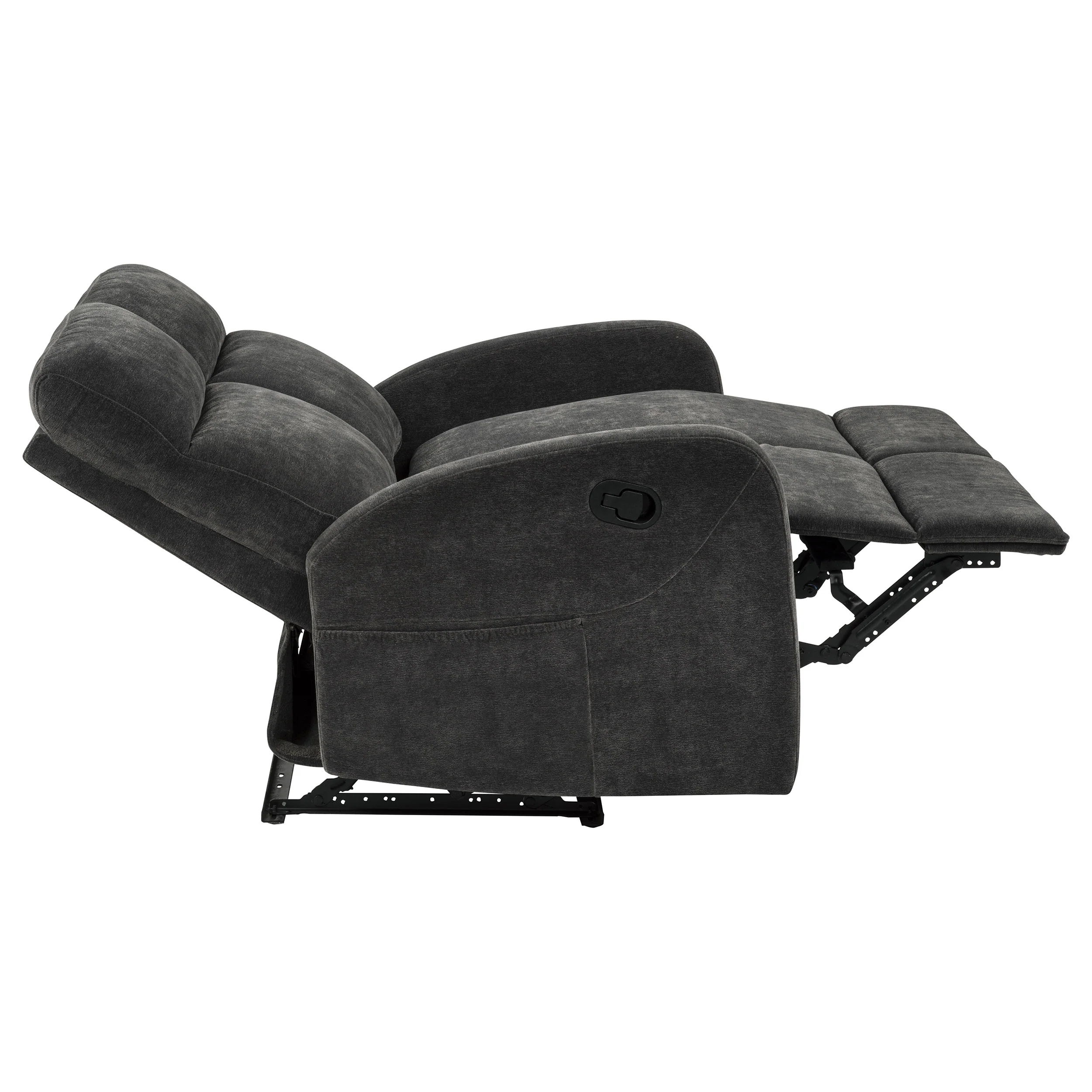 Hamilton Chenille Upholstered Manual Reclining Loveseat Charcoal Grey - Image 8