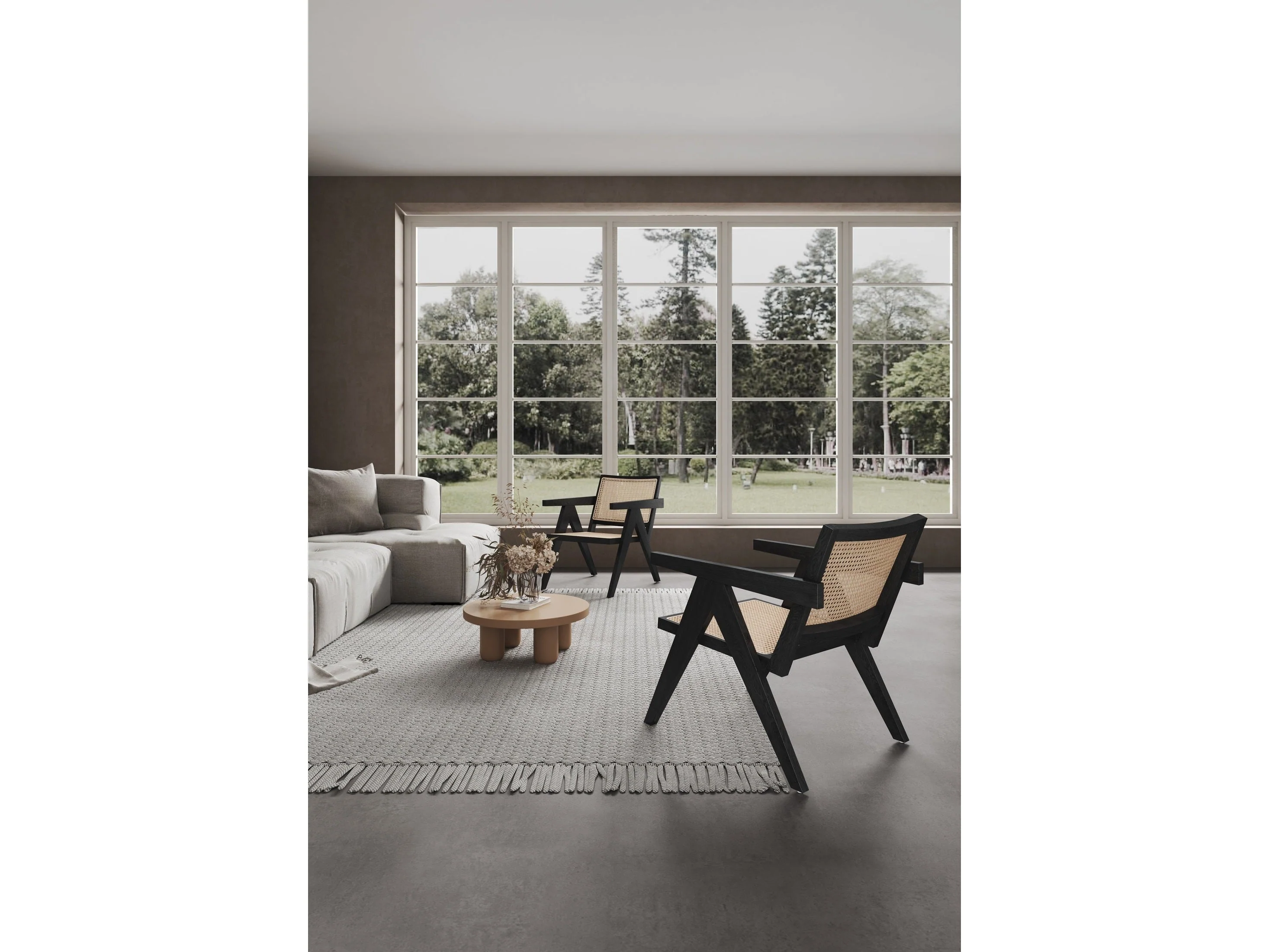 Hamlet Accent Chair in Black and Natural Cane (set of 2)