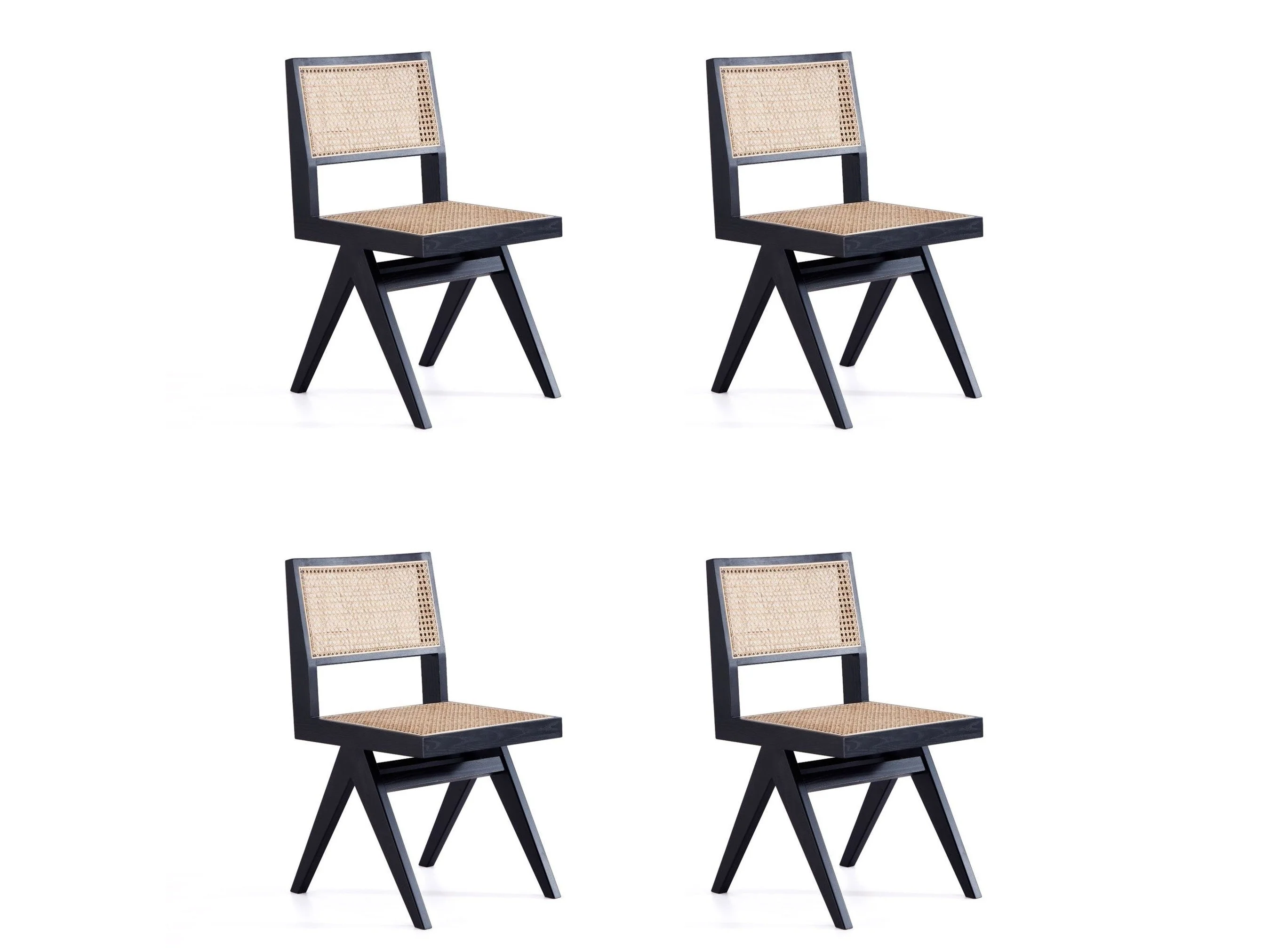 Hamlet Dining Chair in Black and Natural Cane (set of 4)