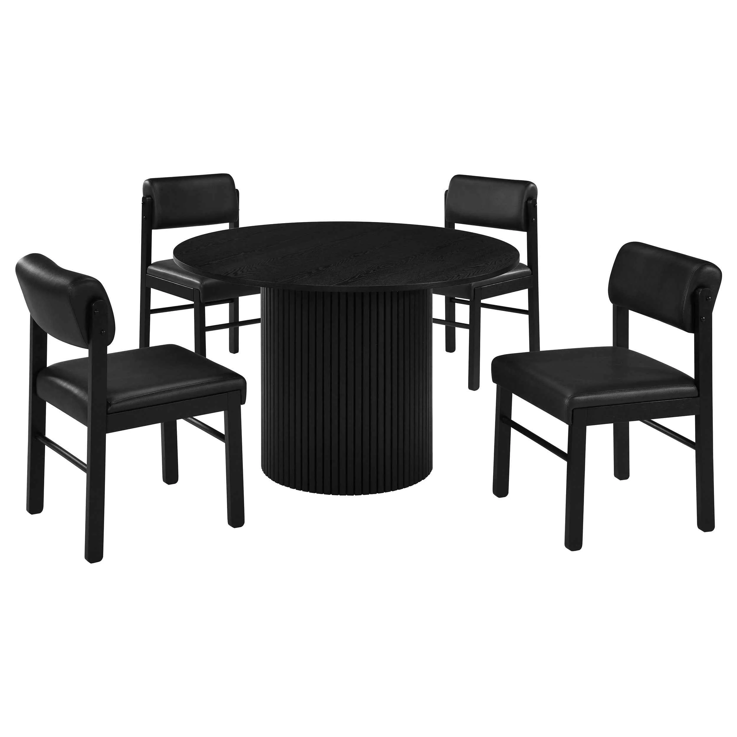 Hamlyn Black 5-piece Round Wood Dining Set