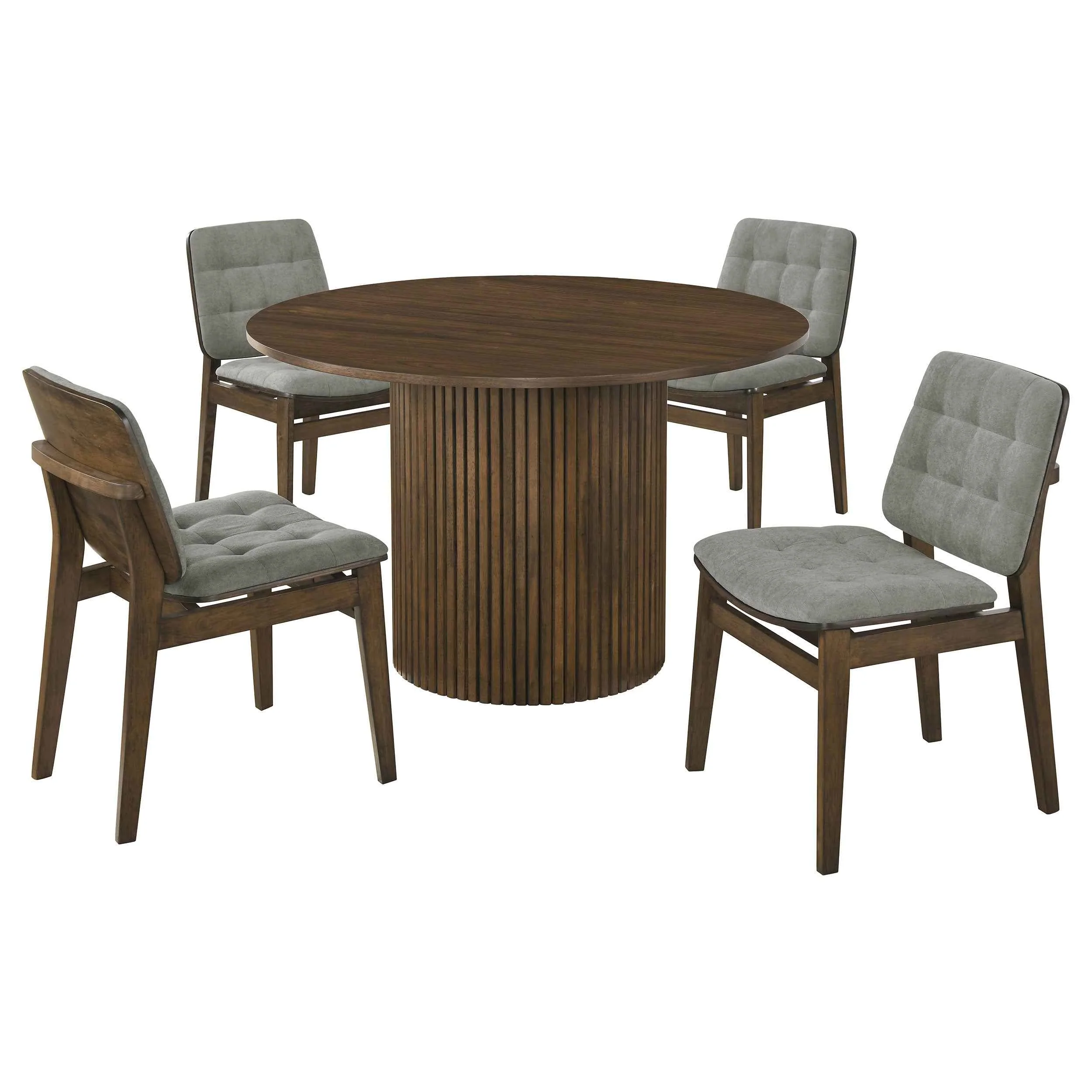 Hamlyn Grey/Walnut 5-piece Round Wood Dining Set