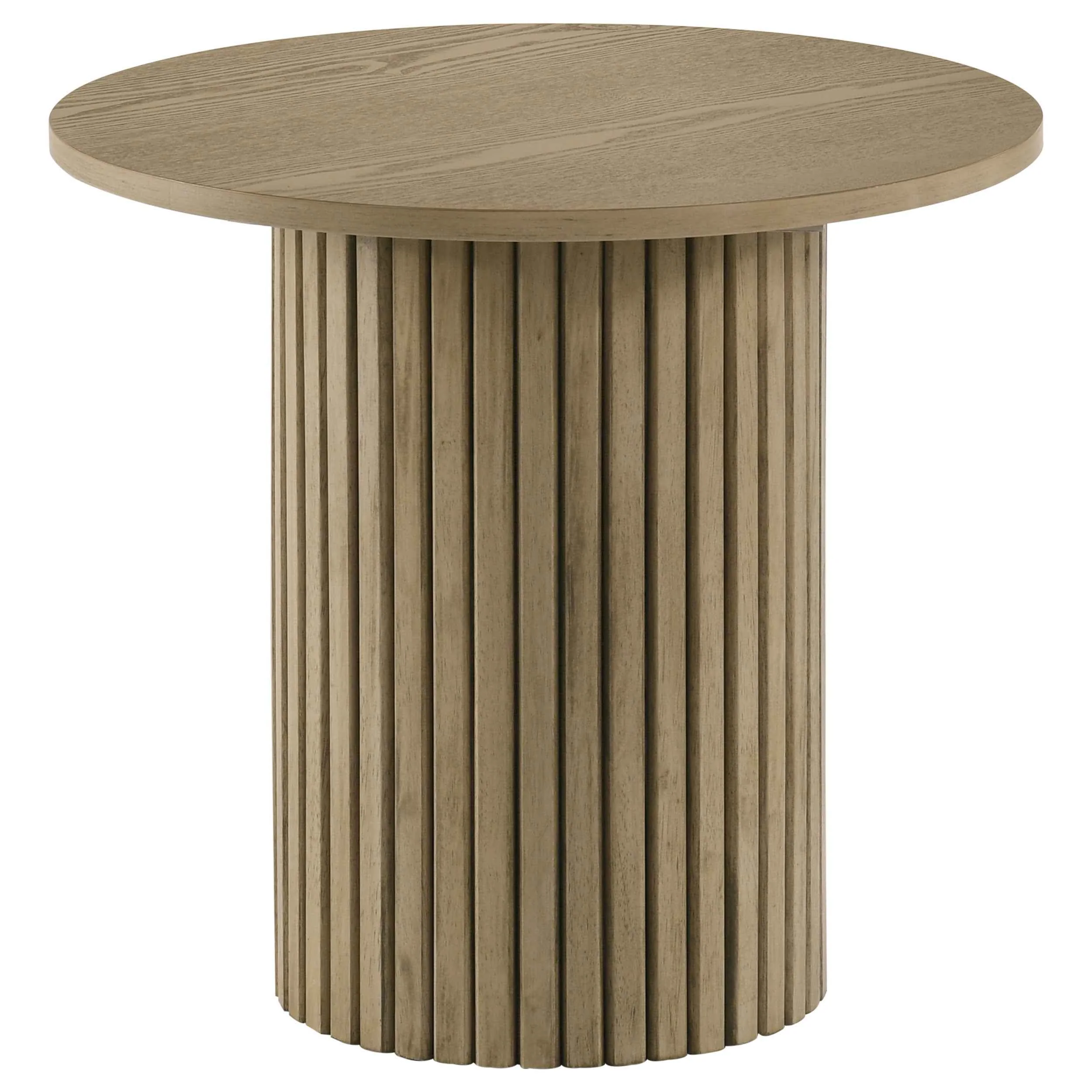 Hamlyn Natural Oak 2-piece Round Fluted Coffee and End Table Set - Image 3
