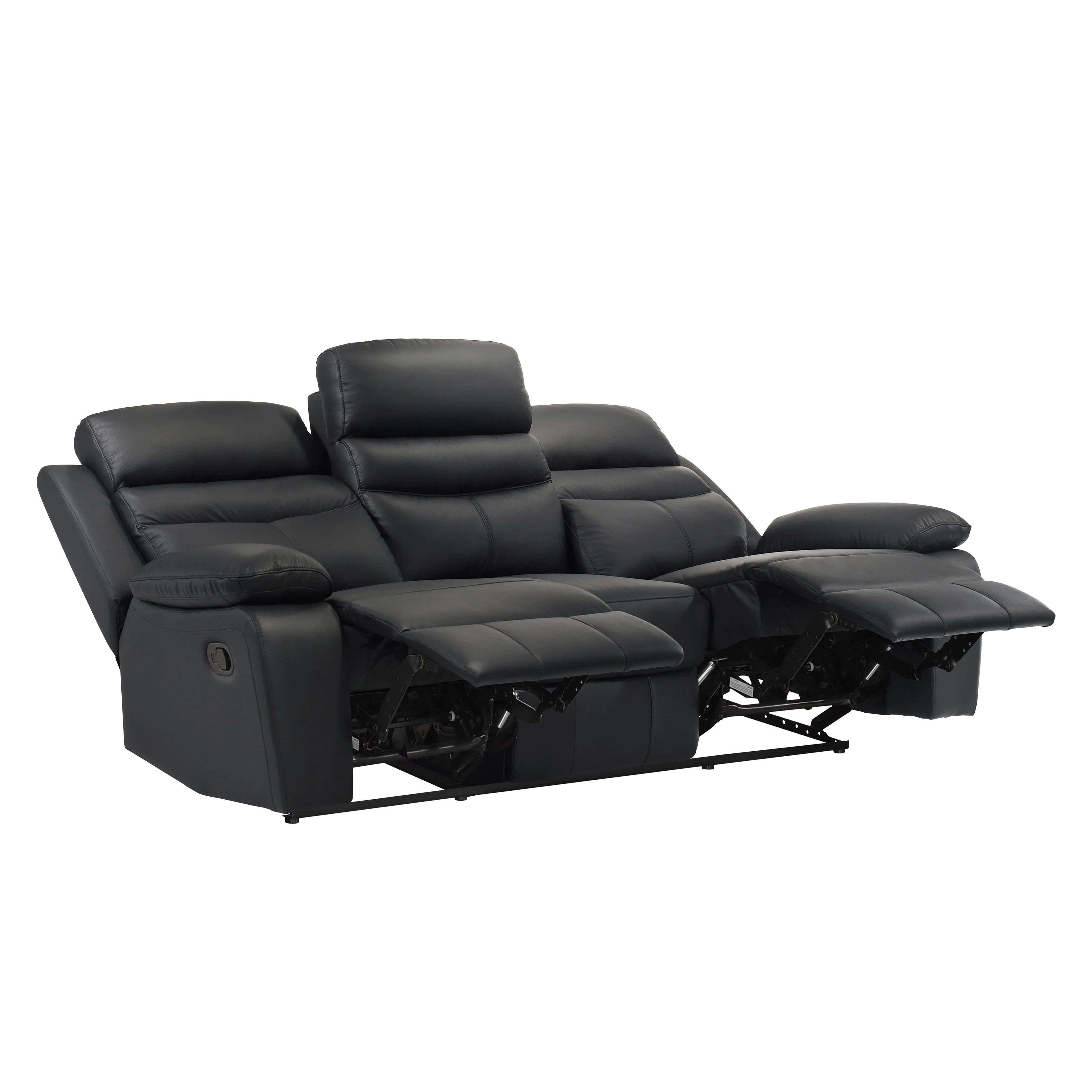Hancock Black Leather Double Reclining Living Room Set - Image 5
