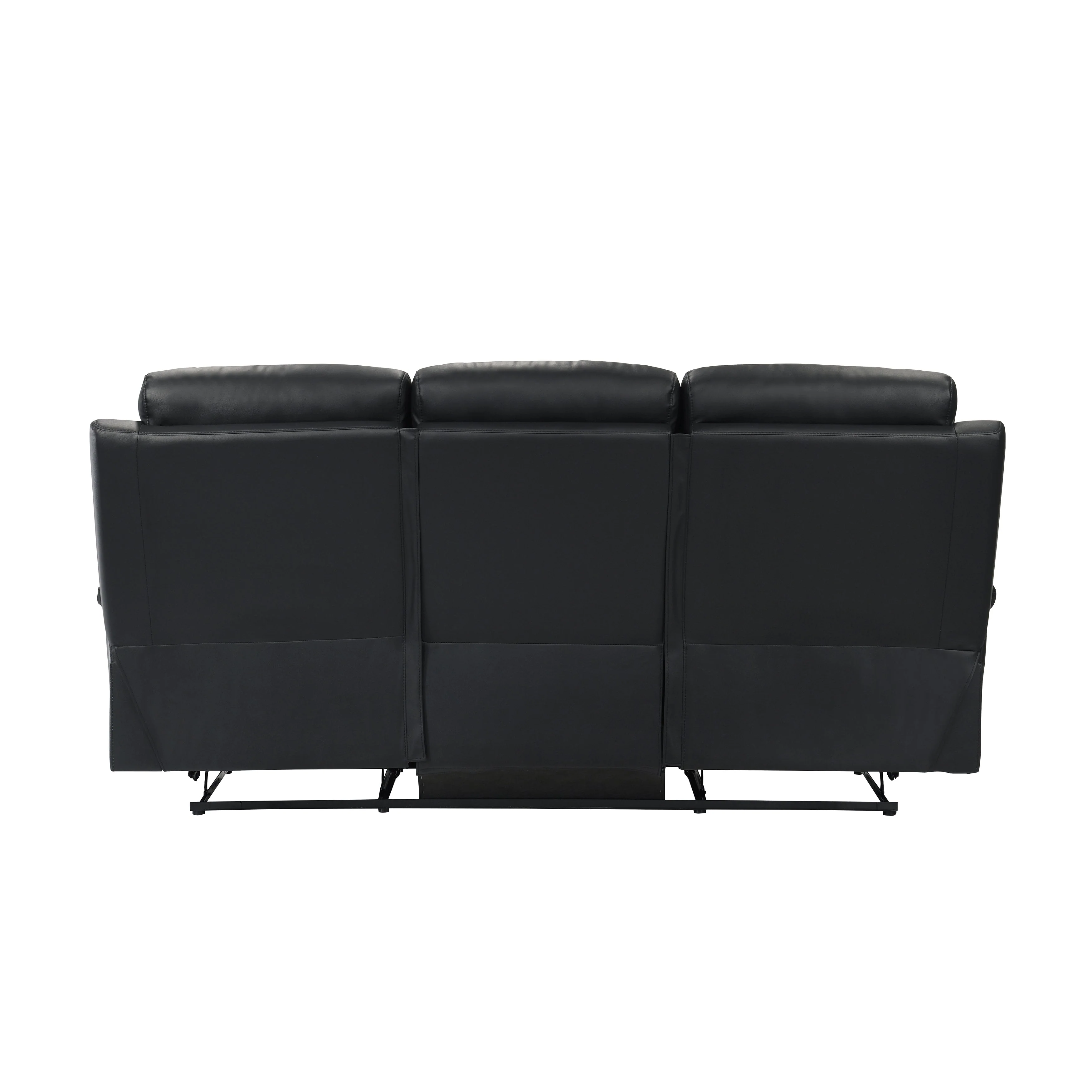 Hancock Black Leather Double Reclining Living Room Set - Image 6