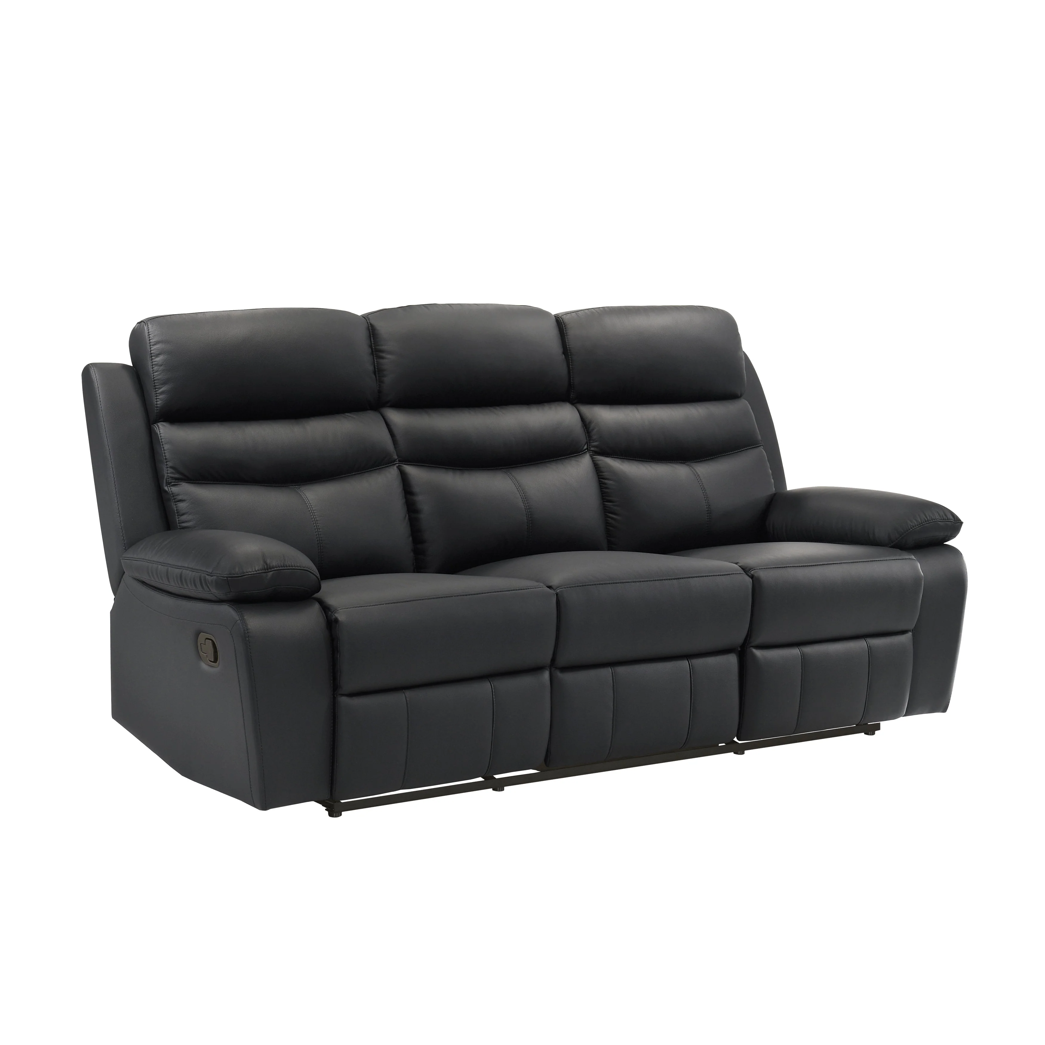 Hancock Black Leather Double Reclining Sofa - Image 3