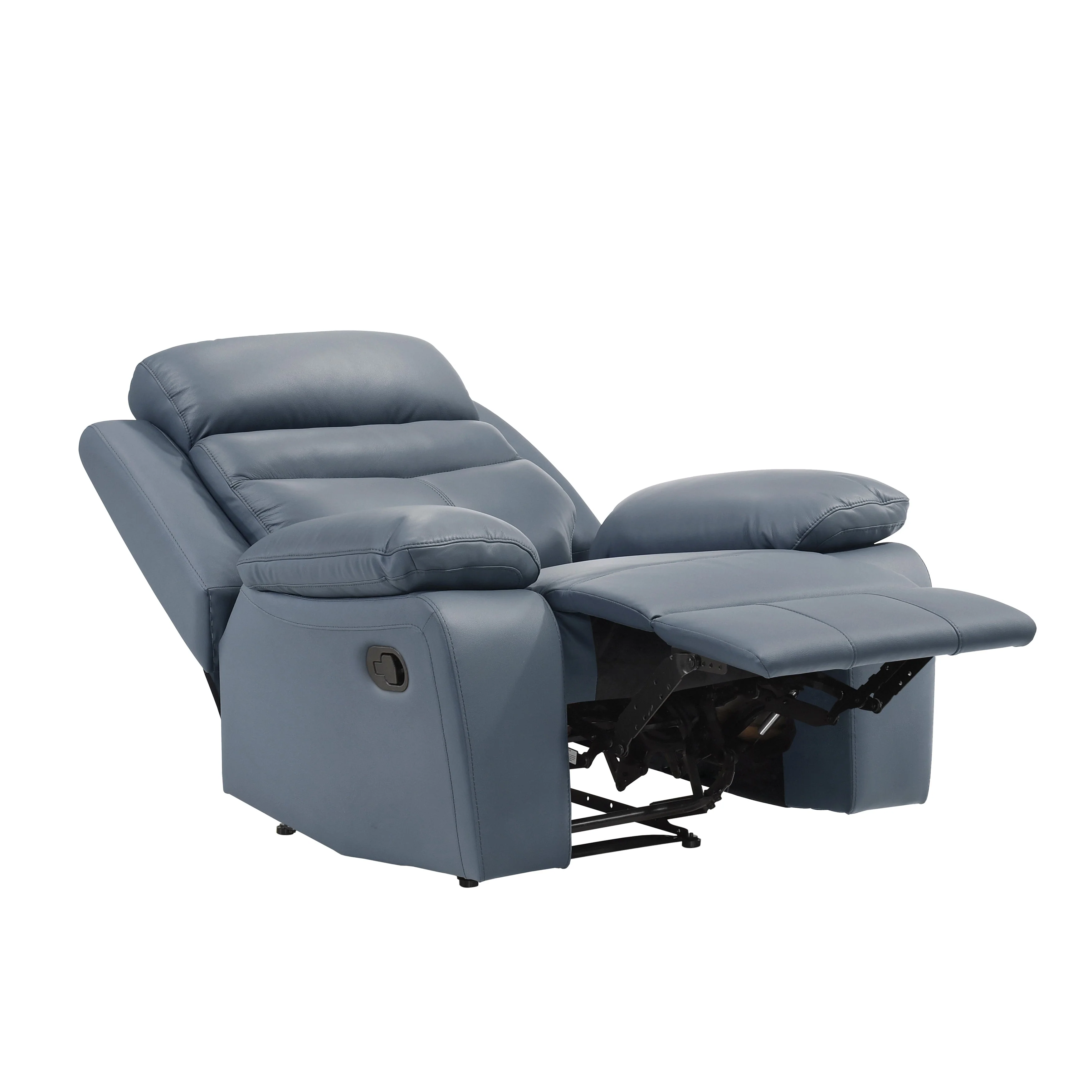 Hancock Blue Leather Double Reclining Living Room Set - Image 15
