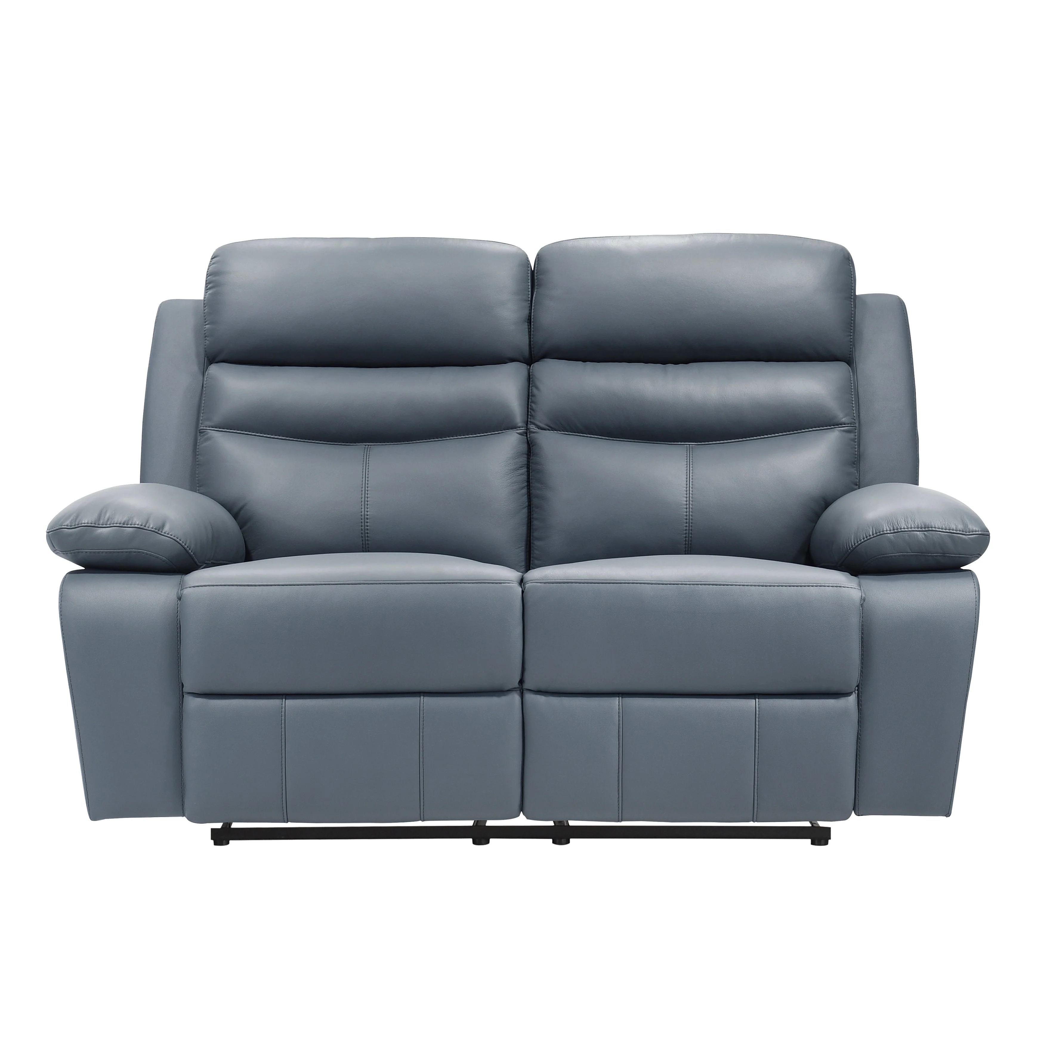 Hancock Blue Leather Double Reclining Living Room Set - Image 7