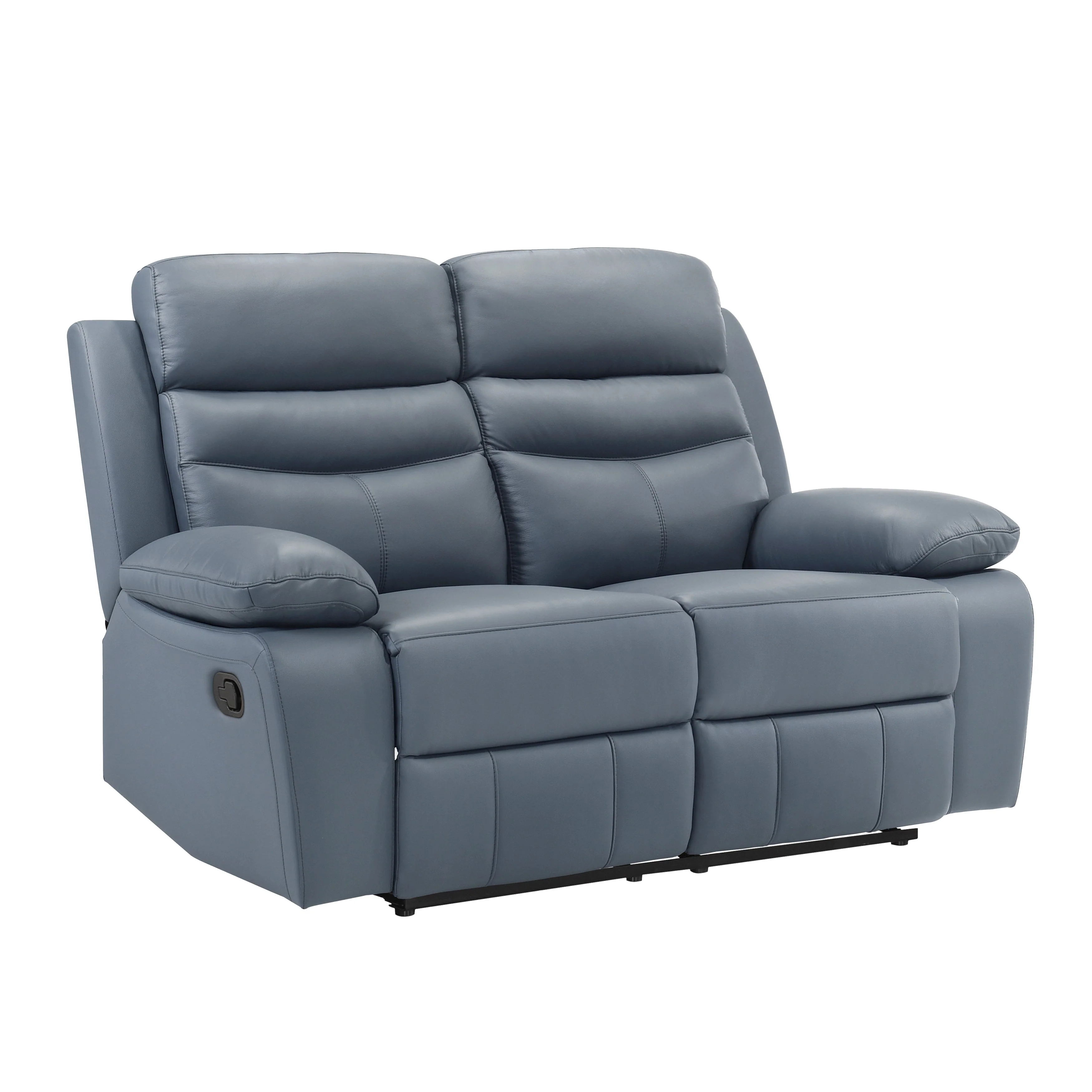 Hancock Blue Leather Double Reclining Living Room Set - Image 8