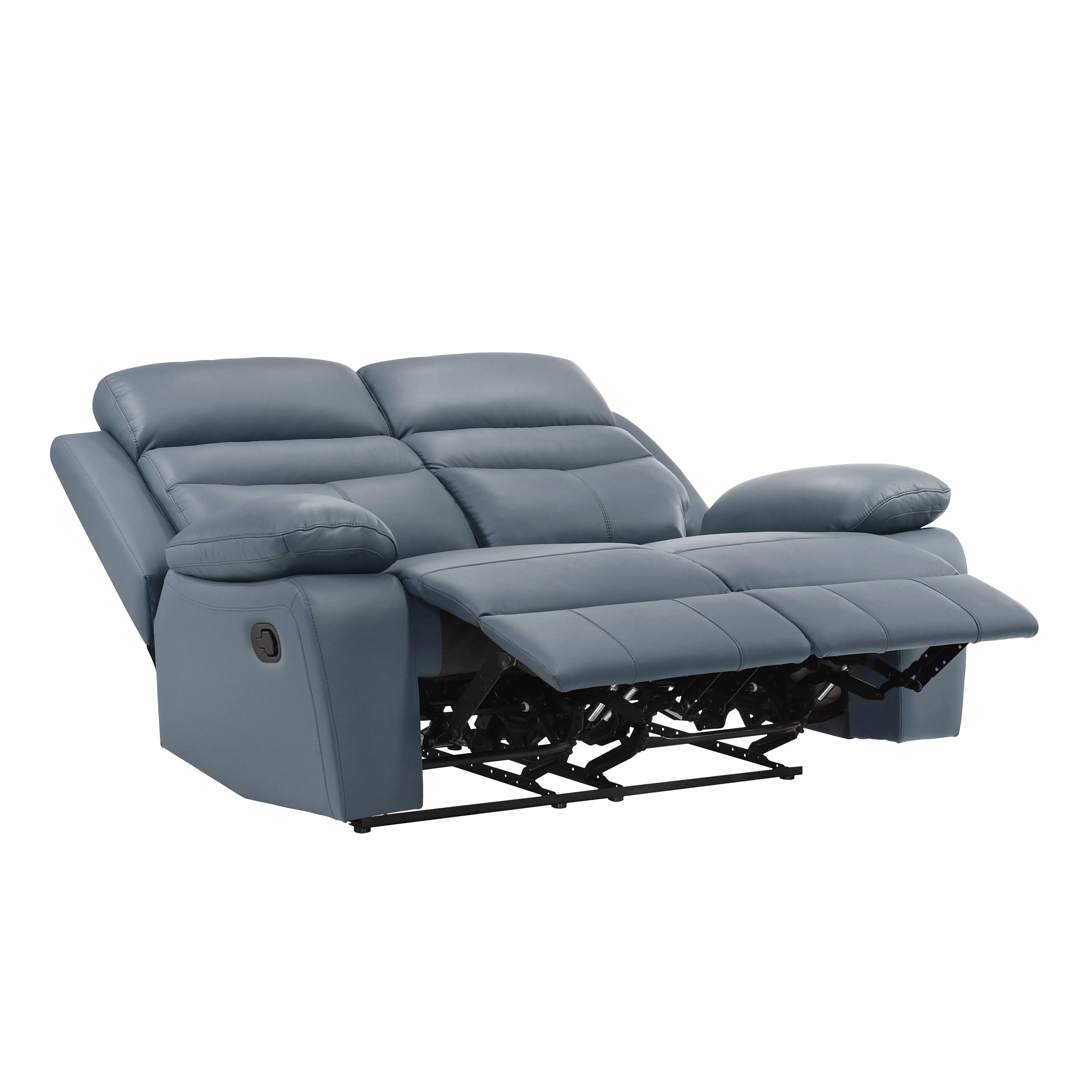 Hancock Blue Leather Double Reclining Living Room Set - Image 9
