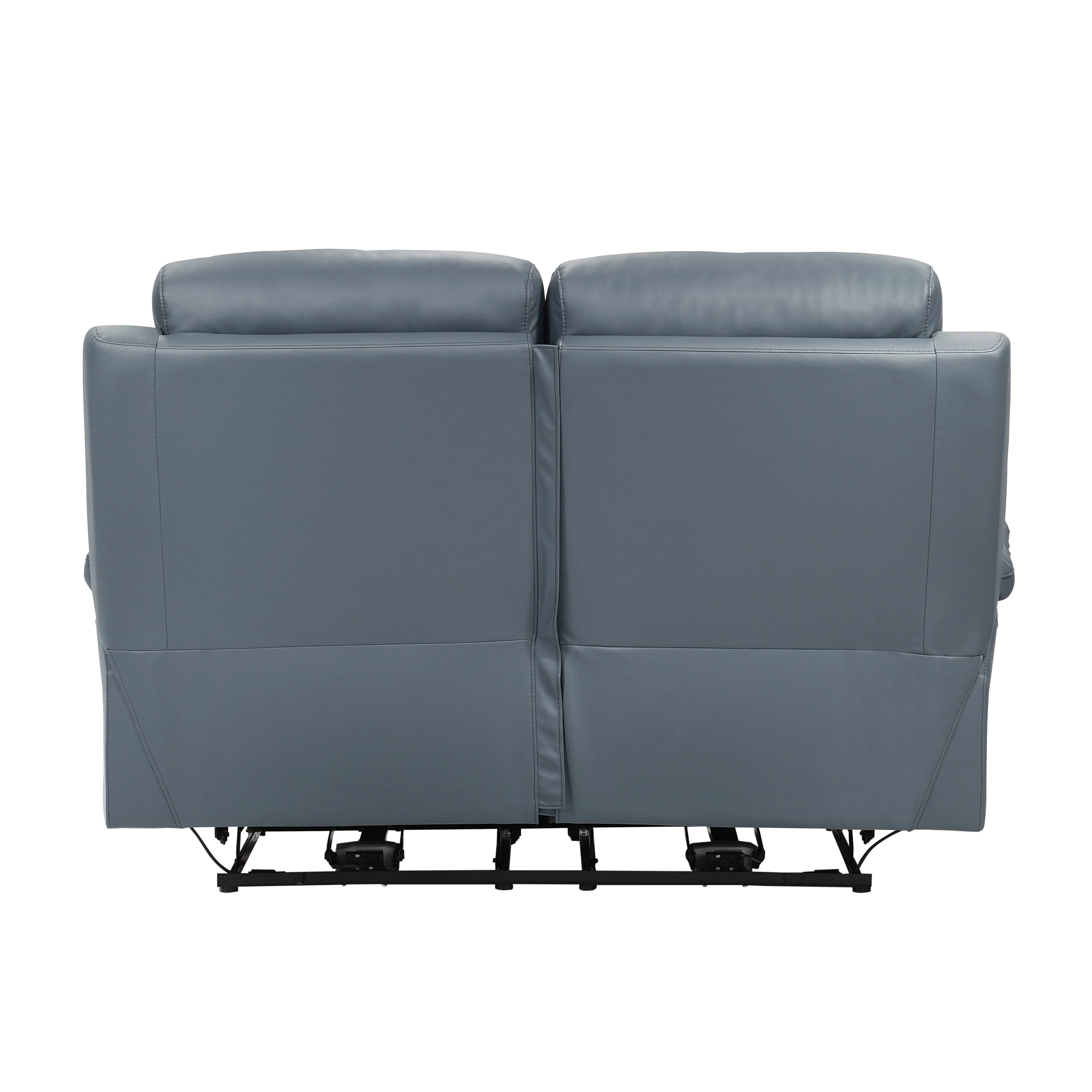 Hancock Blue Leather Power Double Reclining Loveseat - Image 4