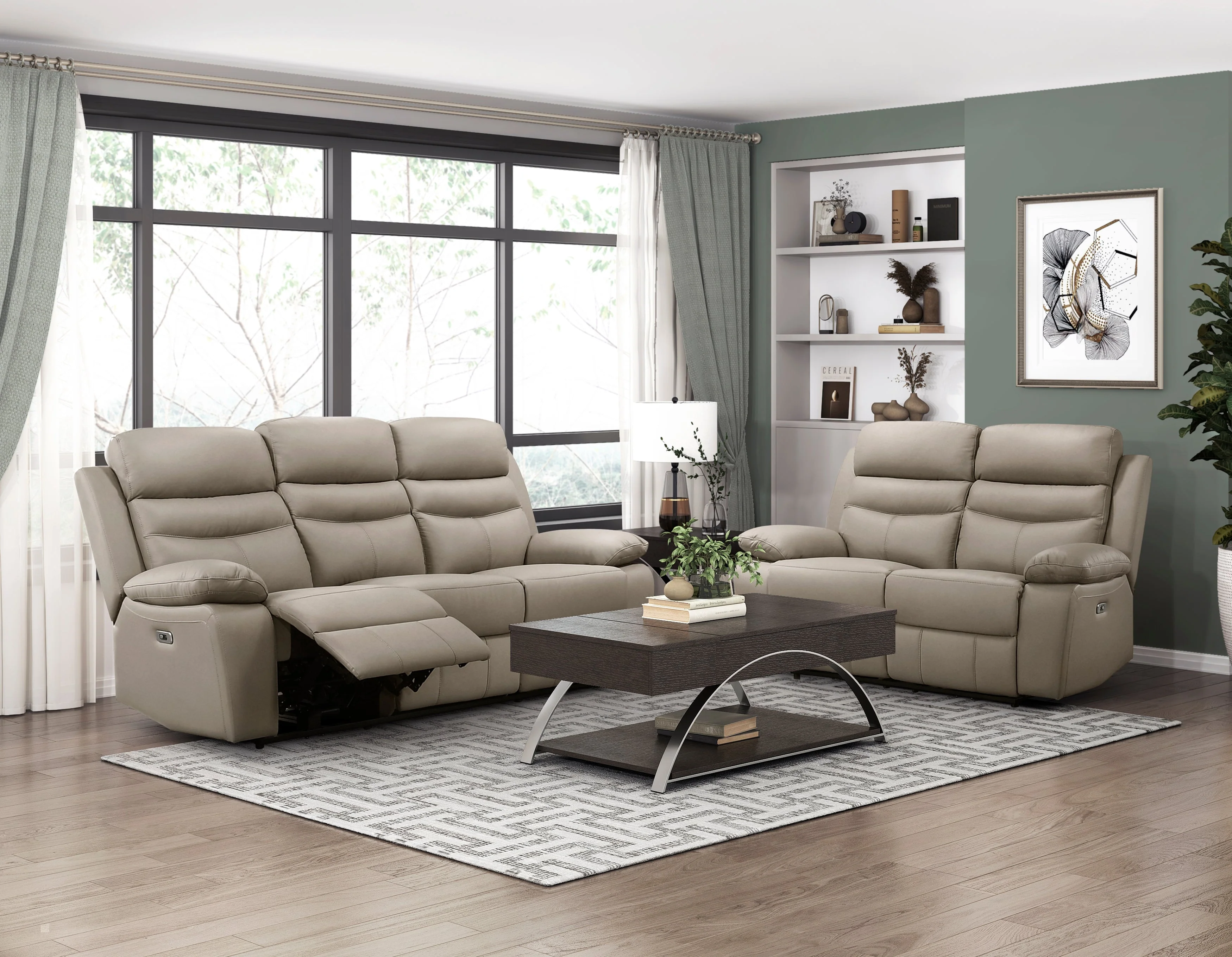 Hancock Latte Leather Power Double Reclining Sofa - Image 2