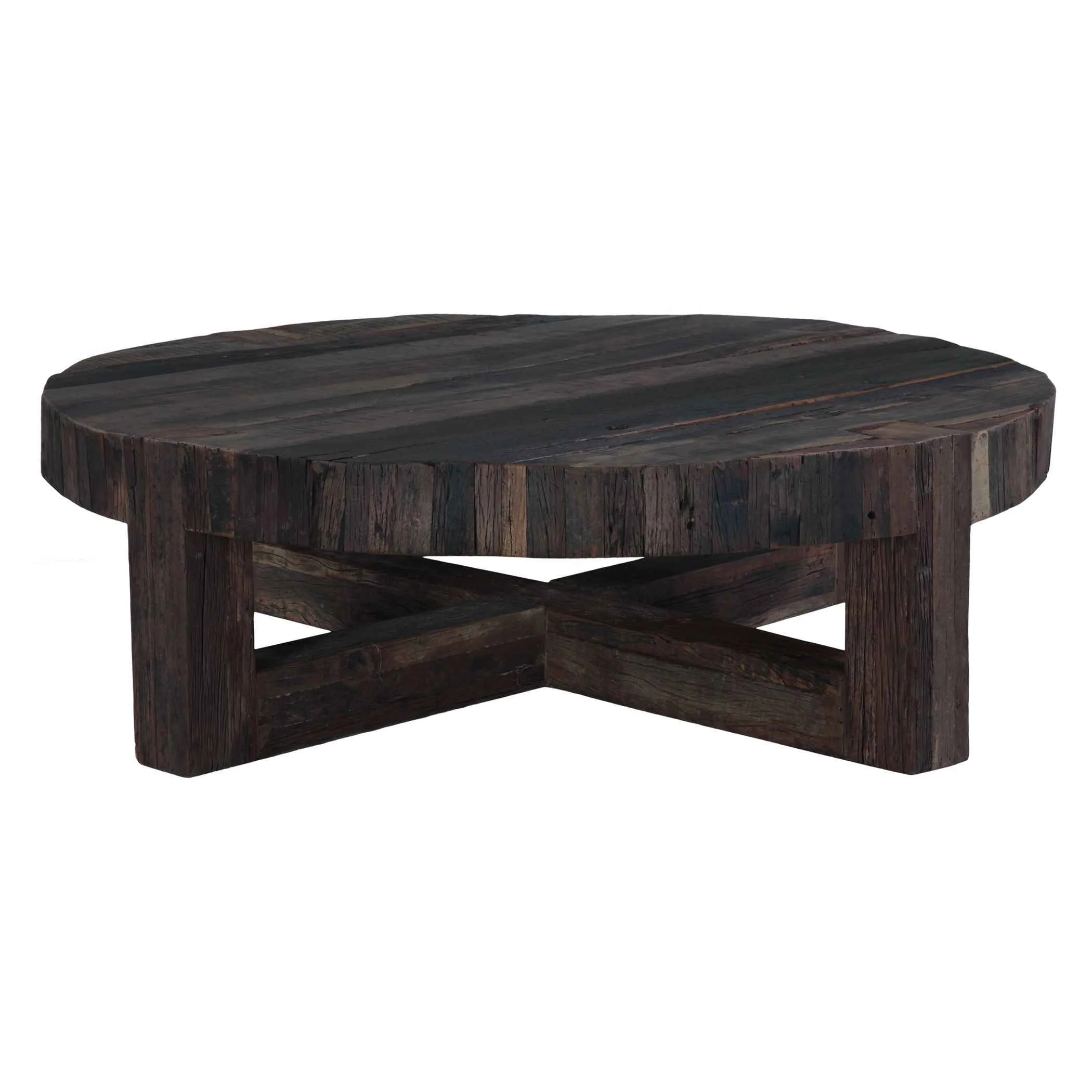 Harbor 58" Coffee Table with Cross Base in Reclaimed Hardwood - Image 2